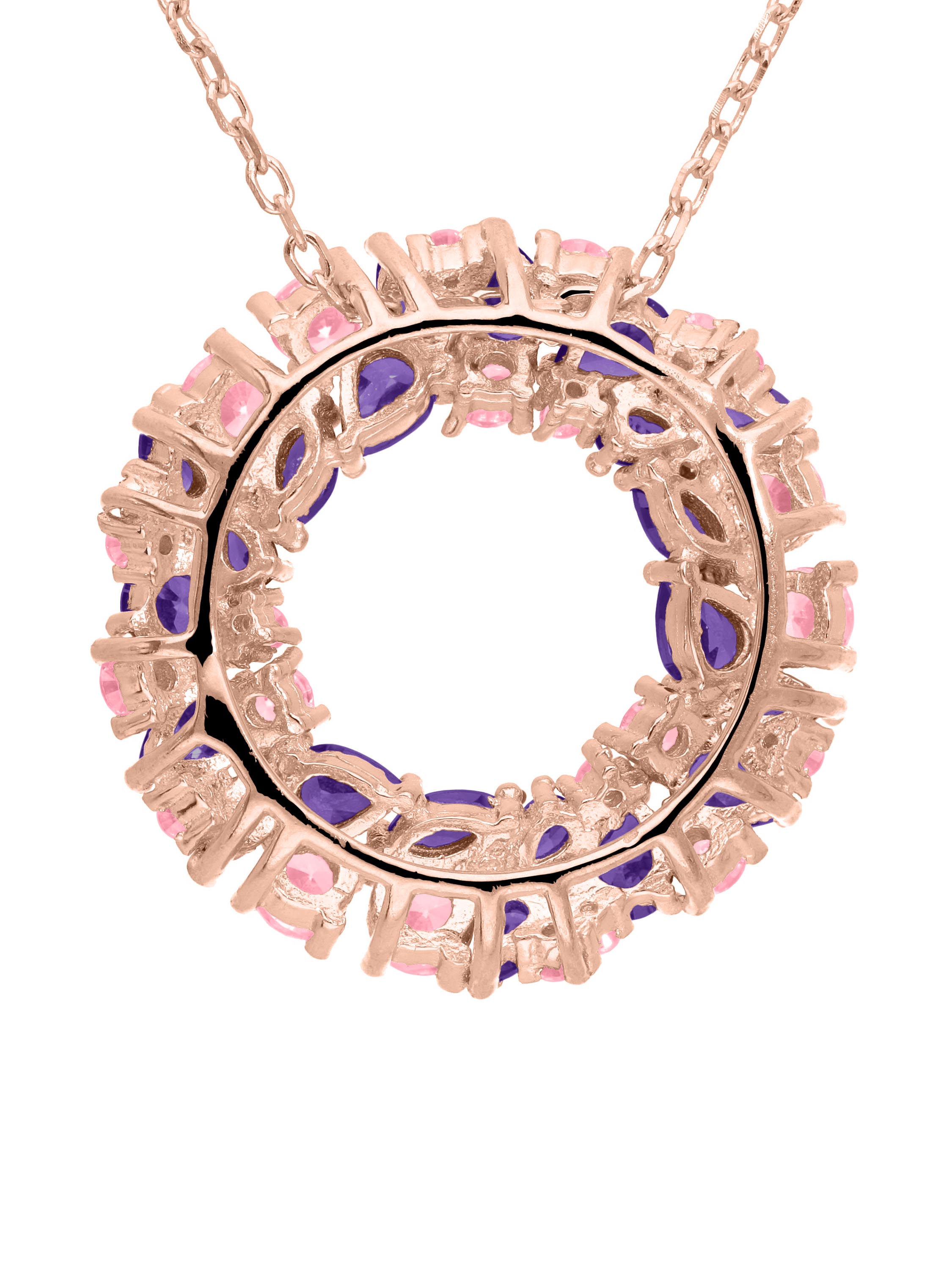 Evangelina - Rosa Halskette 925 Silber Rosévergoldung