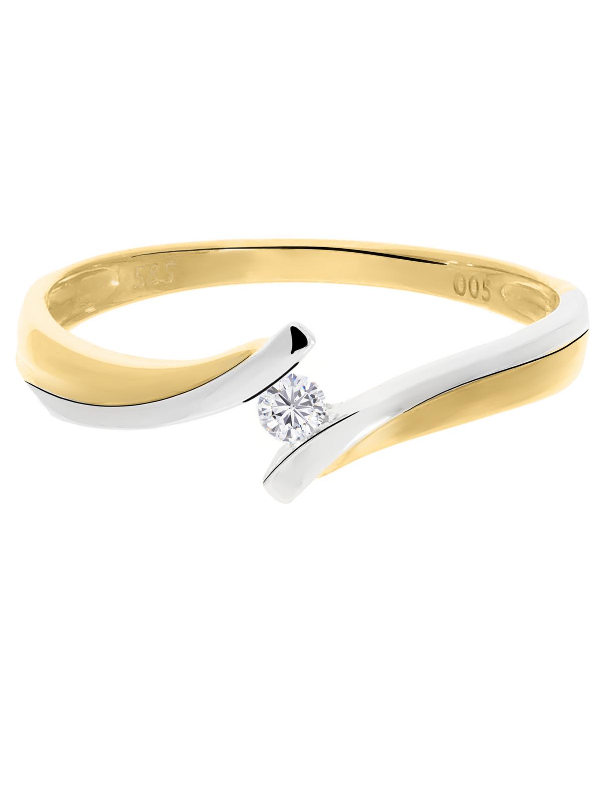 Verlobungsring aus echtem Gelbgold & Weißgold mit Diamant - Diamond Life | Seitenansicht