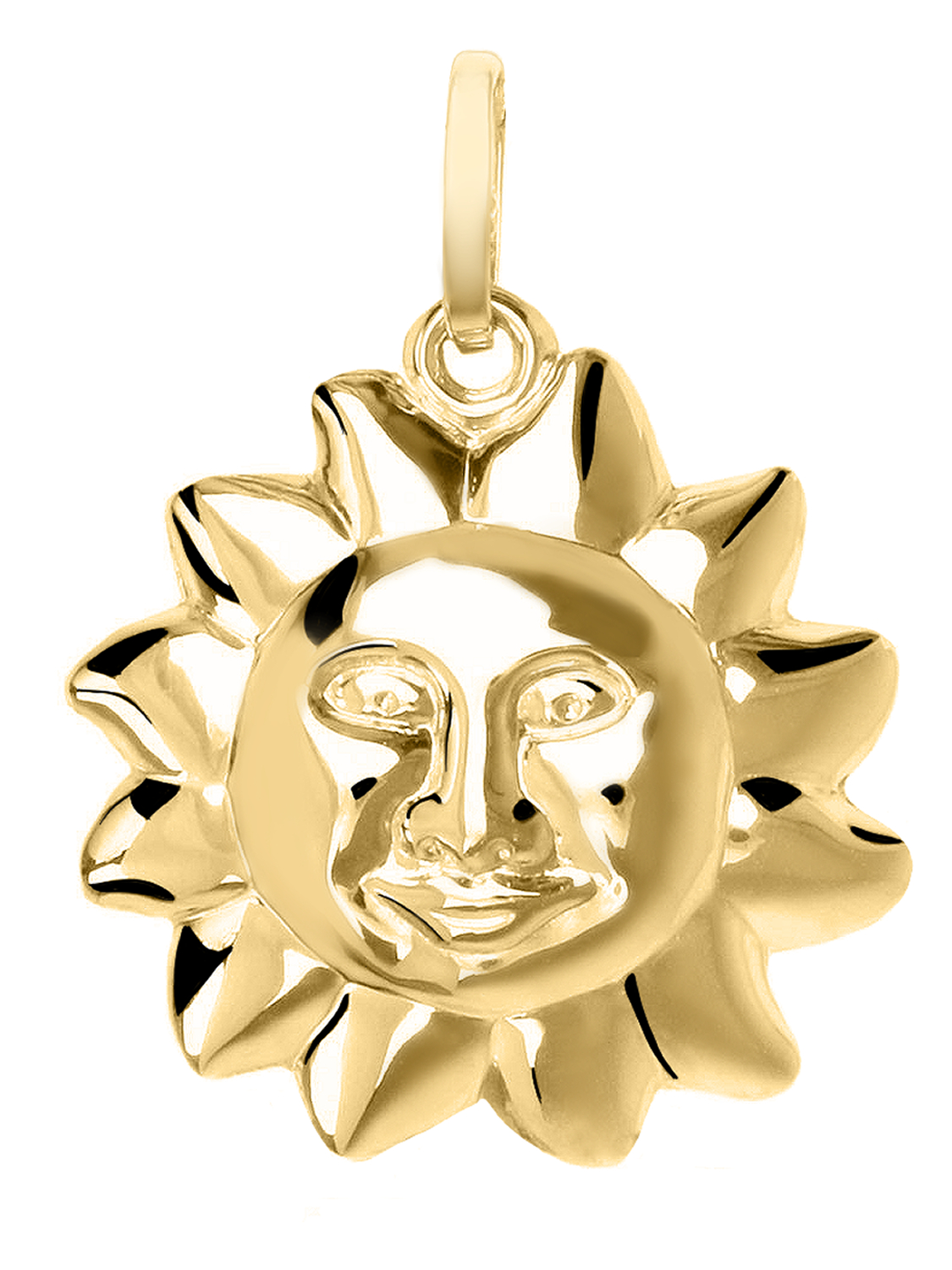 Damenanhänger aus echtem Gelbgold (Motiv: Sonne) - Golden Sun | Produktansicht