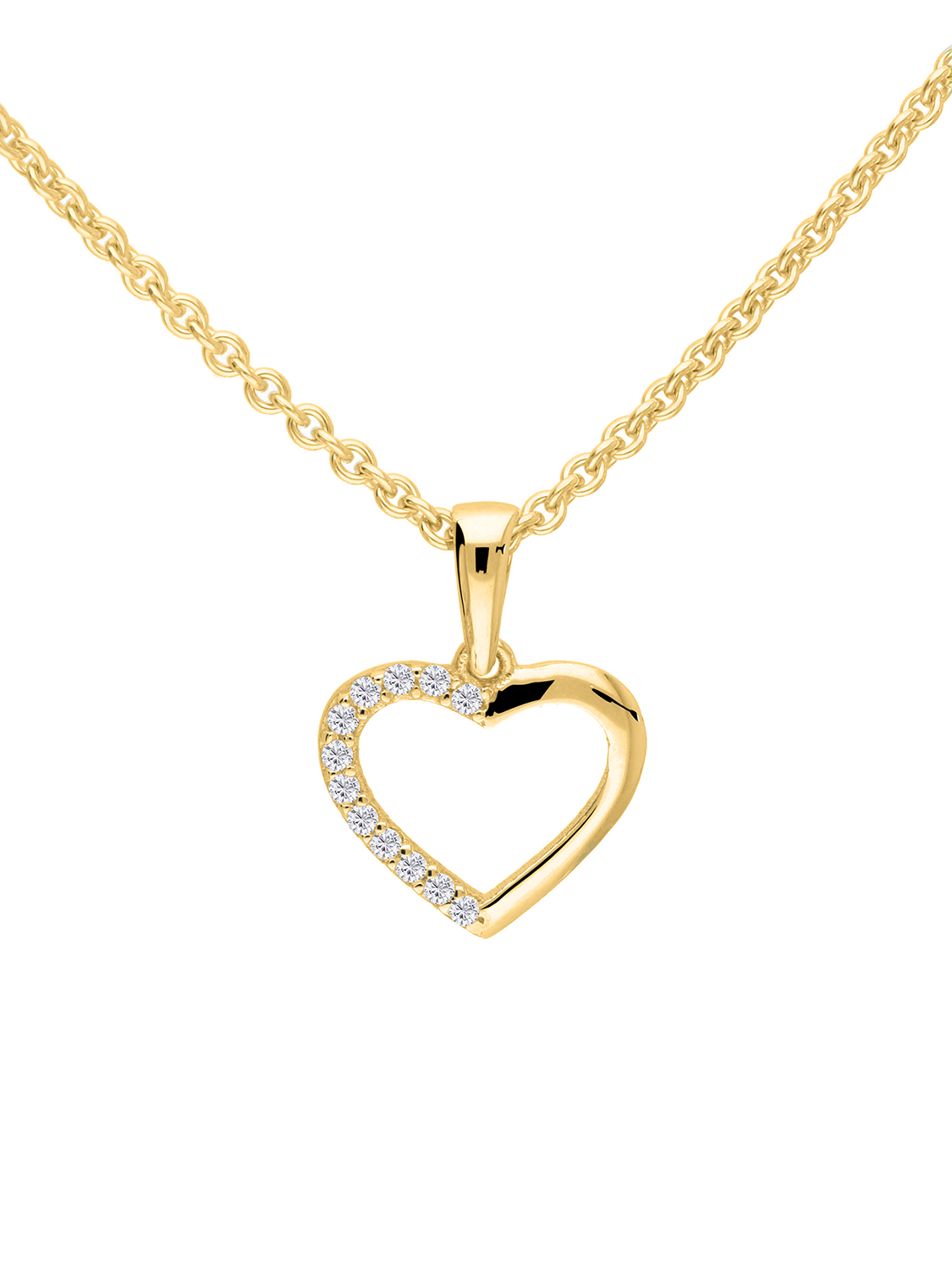 Sarah Set - Zirkonia Herzkette 750 Gelbgold