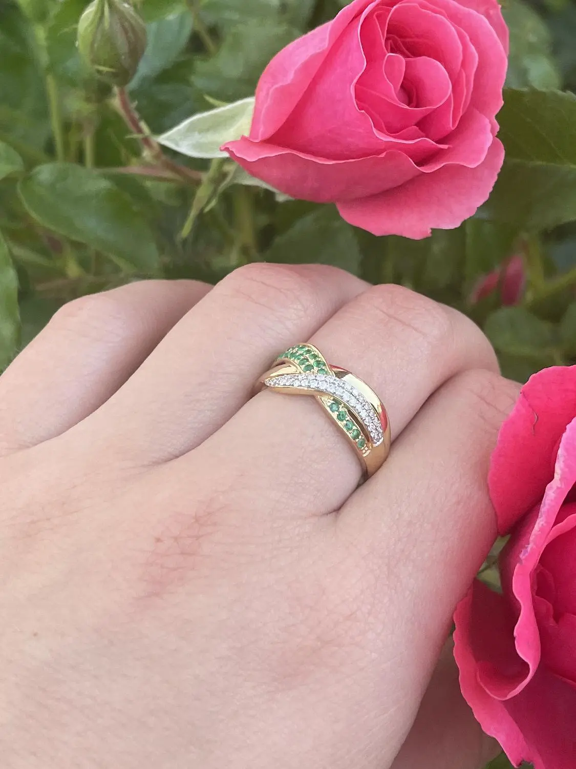 Jacotte | Ring aus echtem Gelbgold - Smaragd | Ansicht 3