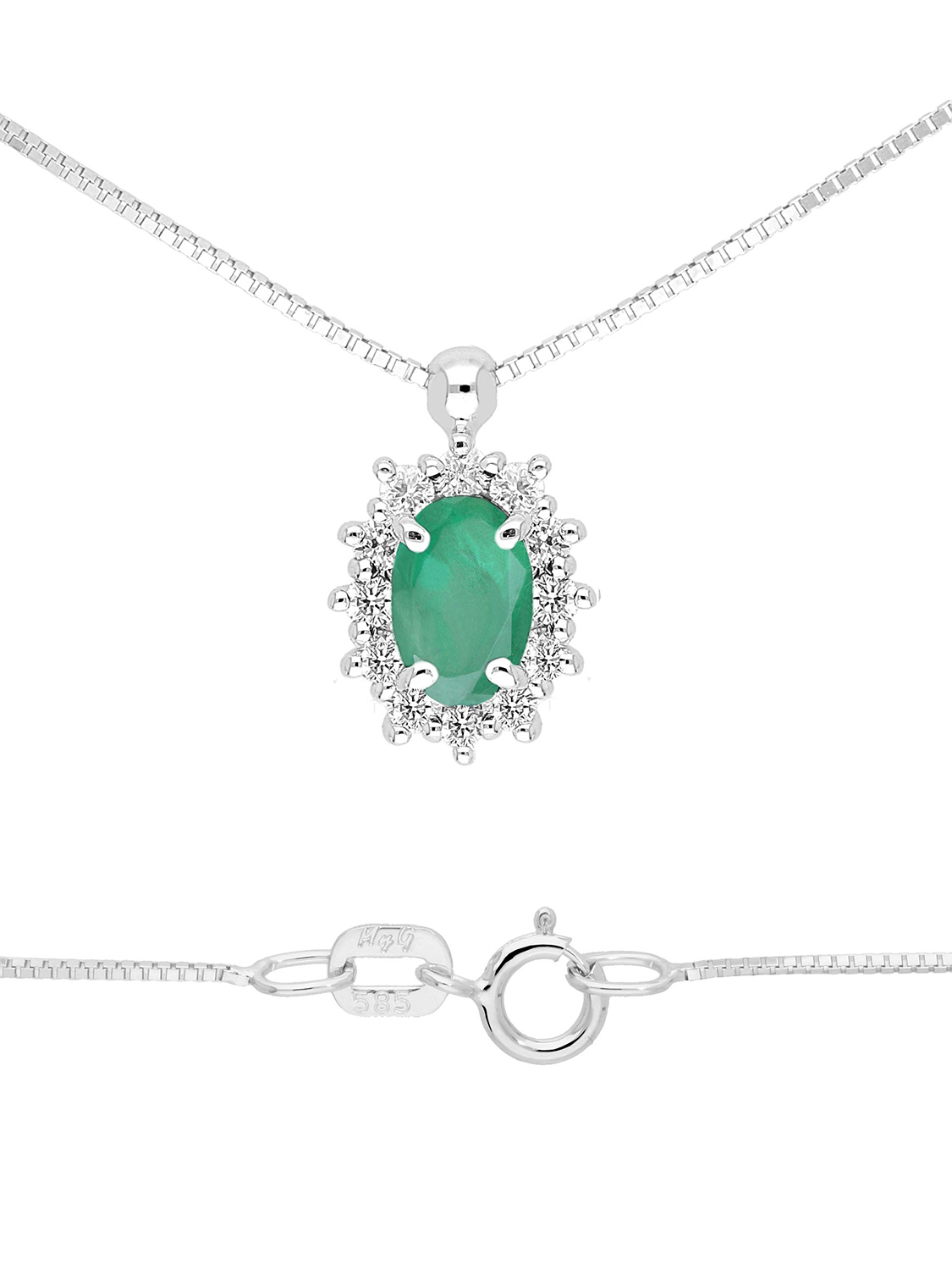 Kette mit Brillantanhänger und Edelstein 