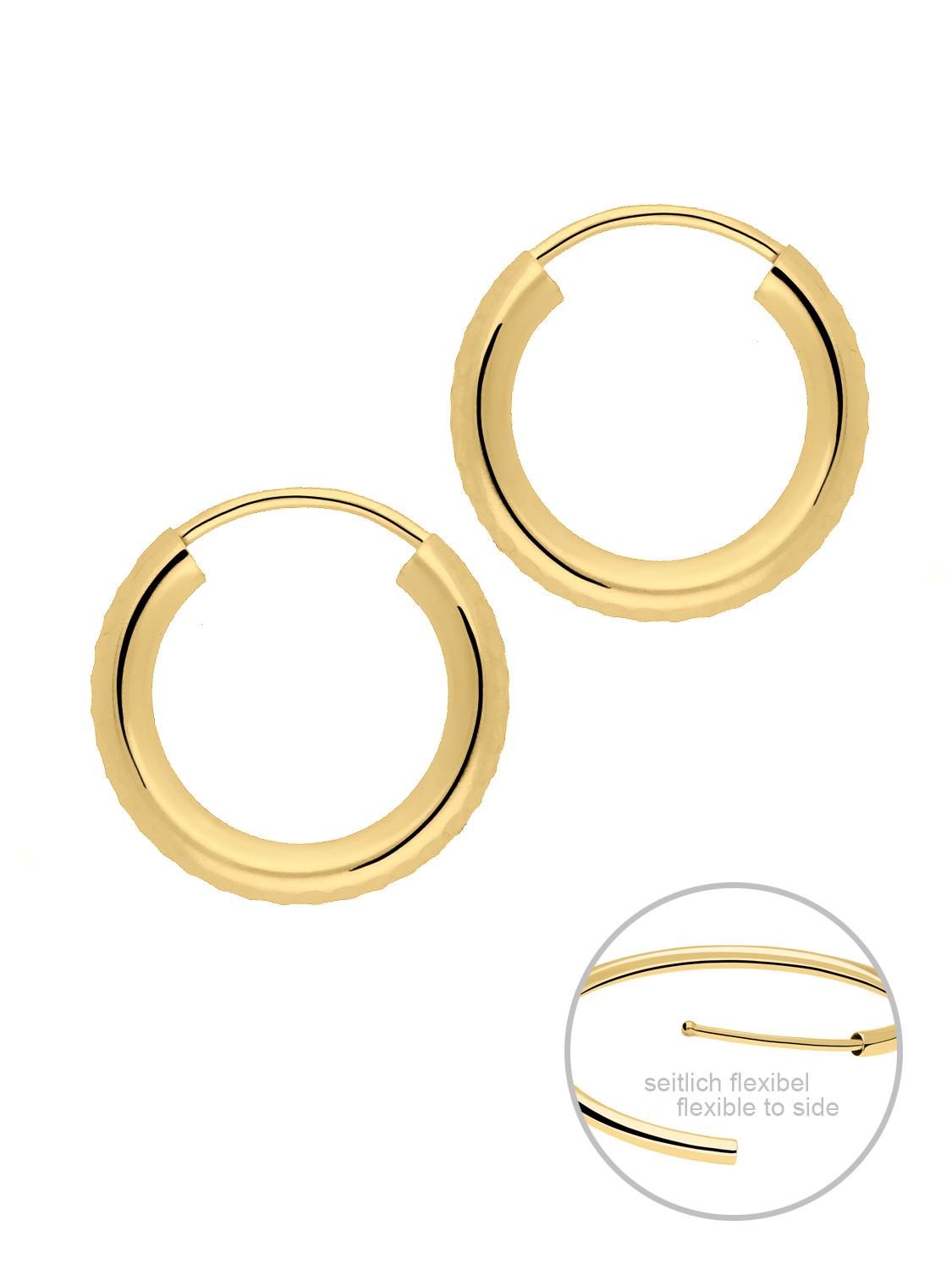 Leyla - Damen & Mädchen Creolen Gold mit Muster - Ø 15mm