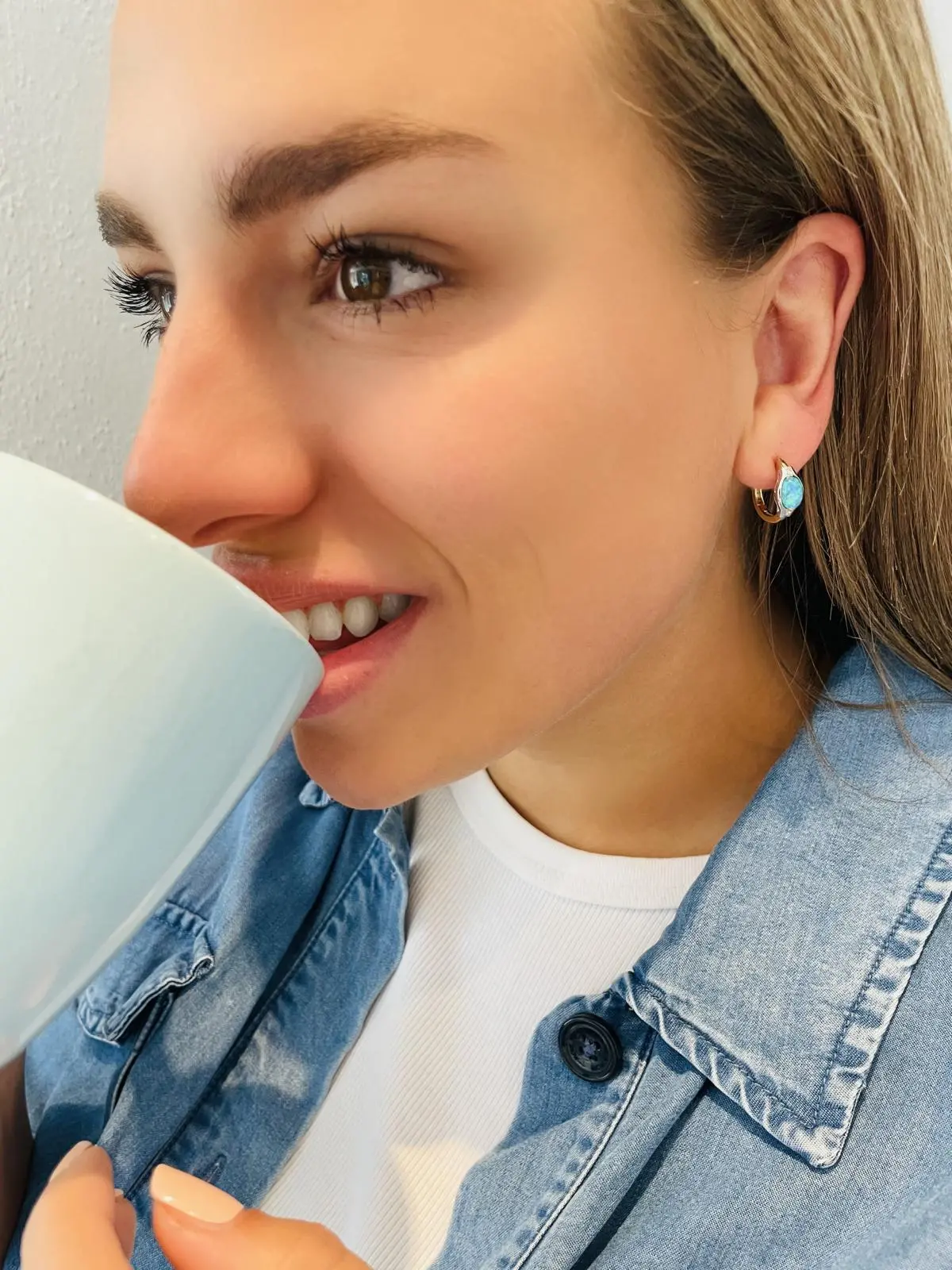 Ohrringe Damen Gold 375 mit Opal & Diamant | Athene