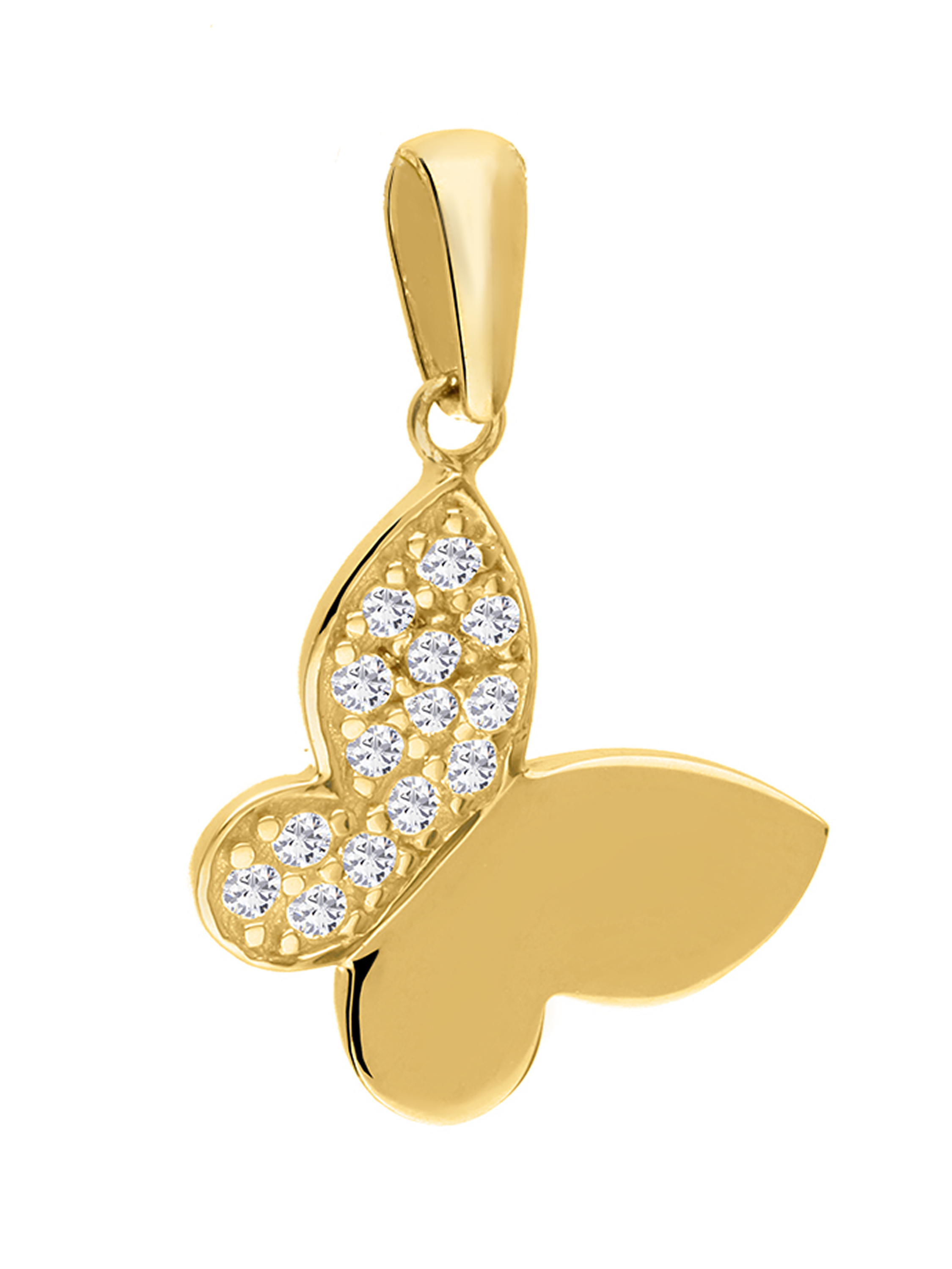 Golden Butterfly - Schmetterling Zirkonia Motivanhänger 750 Gold