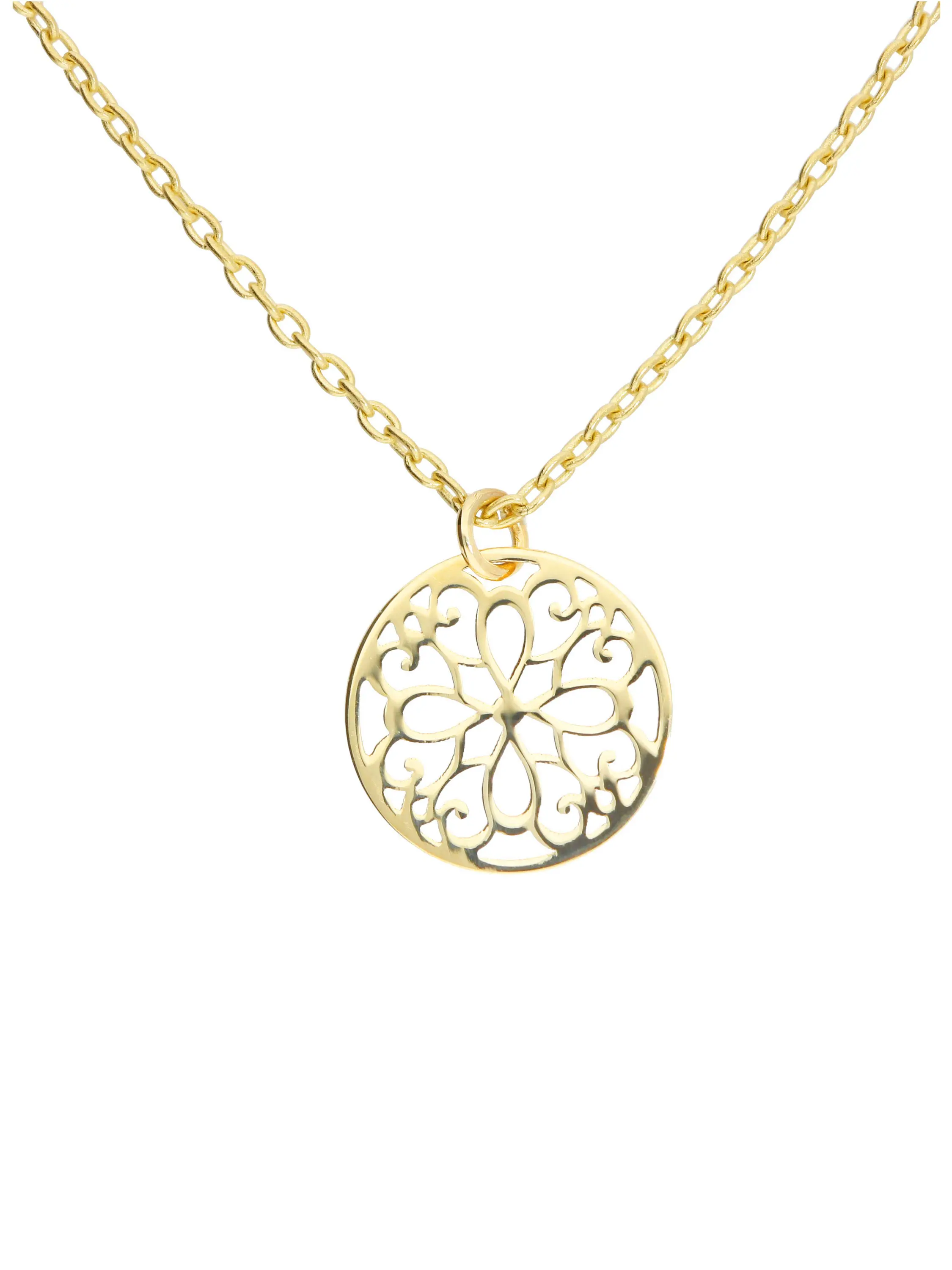 Halskette mit Anhänger aus echtem Gelbgold - Flor de Vida | Produktansicht