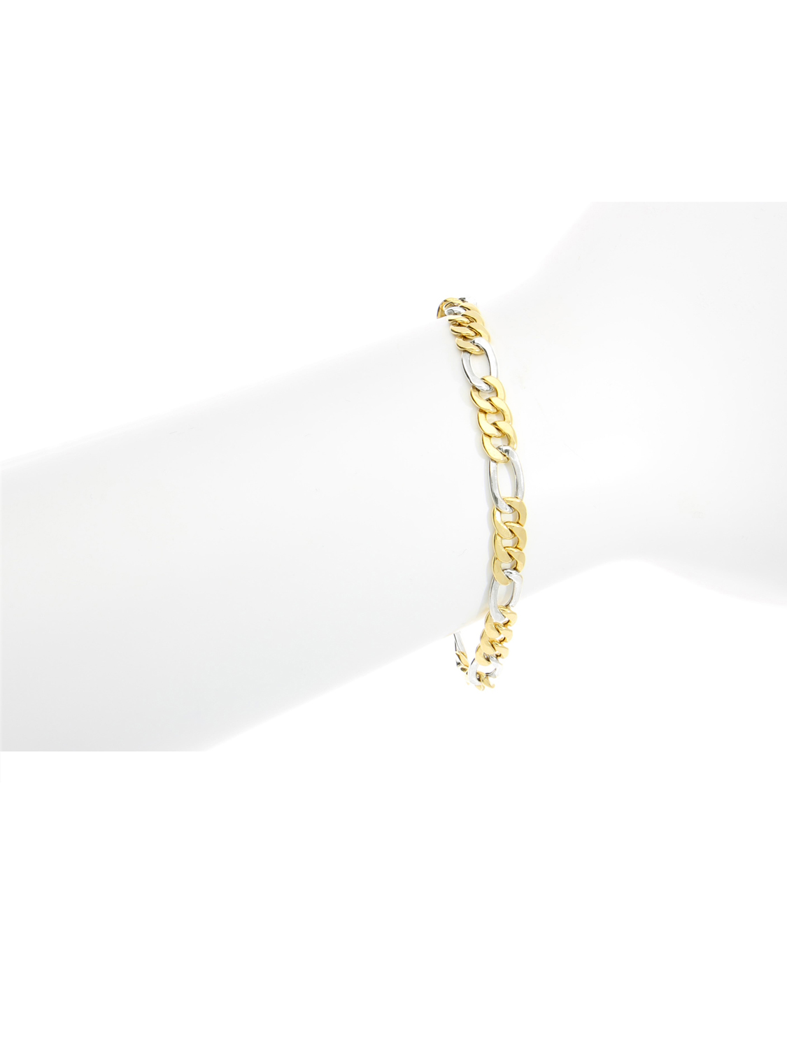 Armkette für Damen und Herren aus echtem Gelbgold und Weißgold - Magali | Büstenansicht