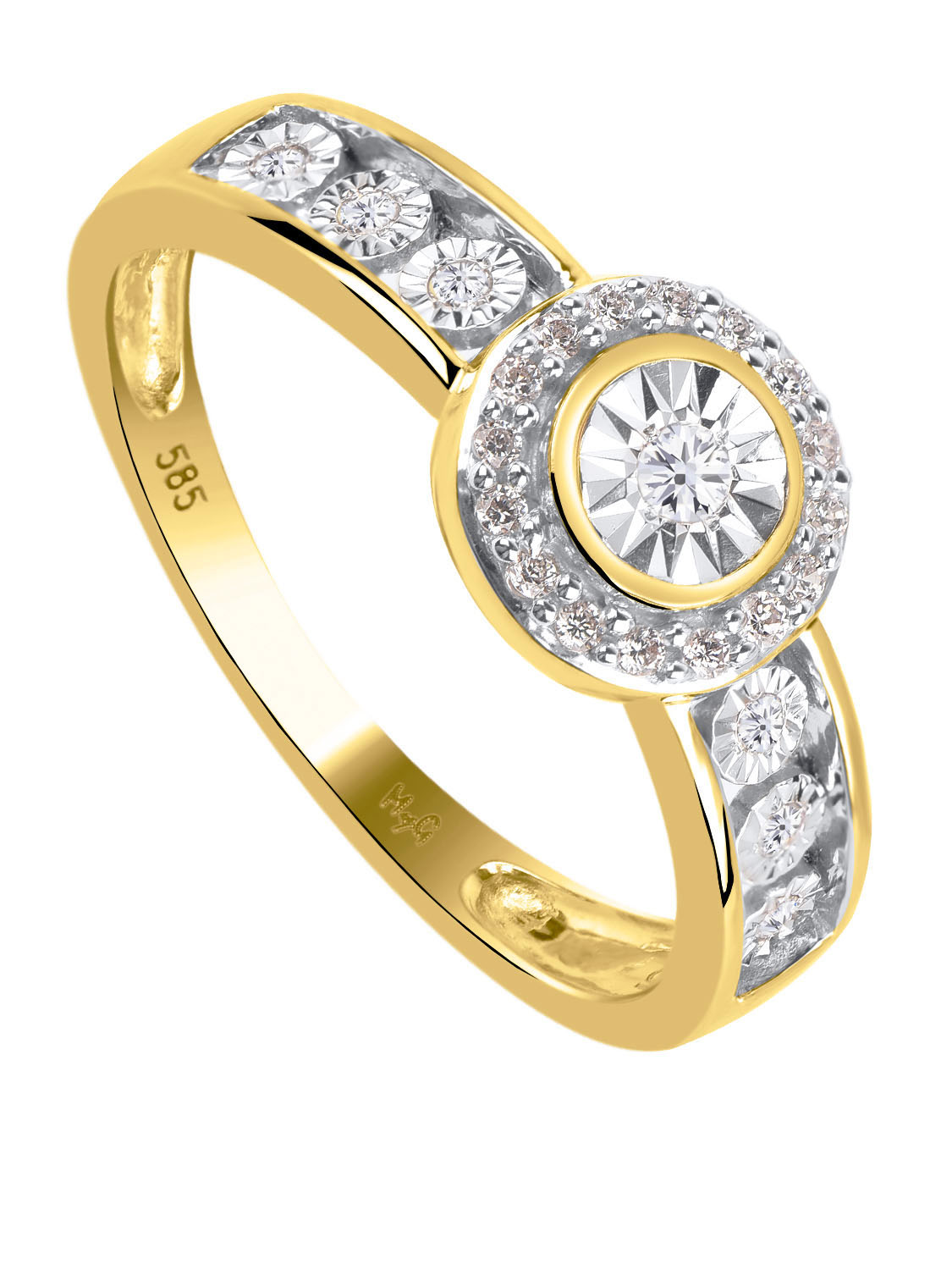 Ring aus echtem Gelbgold mit Diamant - Jana |  Produktansicht