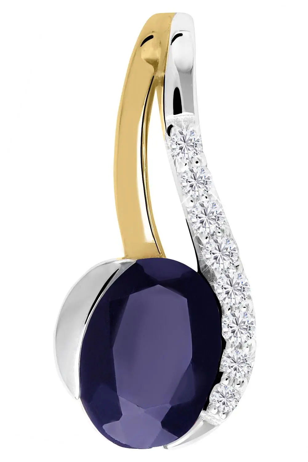 Maia | Anhänger aus echtem Gelbgold mit Saphir & Zirkonia | Ansicht 1 Maia | Anhänger aus echtem Gelbgold mit Saphir & Zirkonia | Ansicht 1