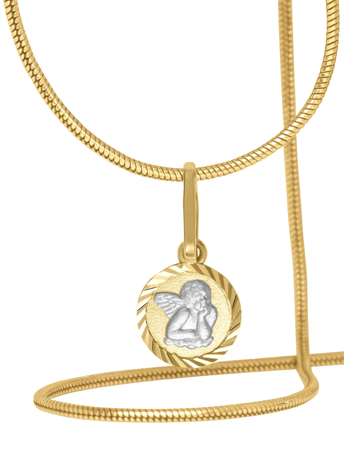 Anhänger für Damen aus echtem Gelbgold mit Zirkonia - My Mio | Kettenansicht