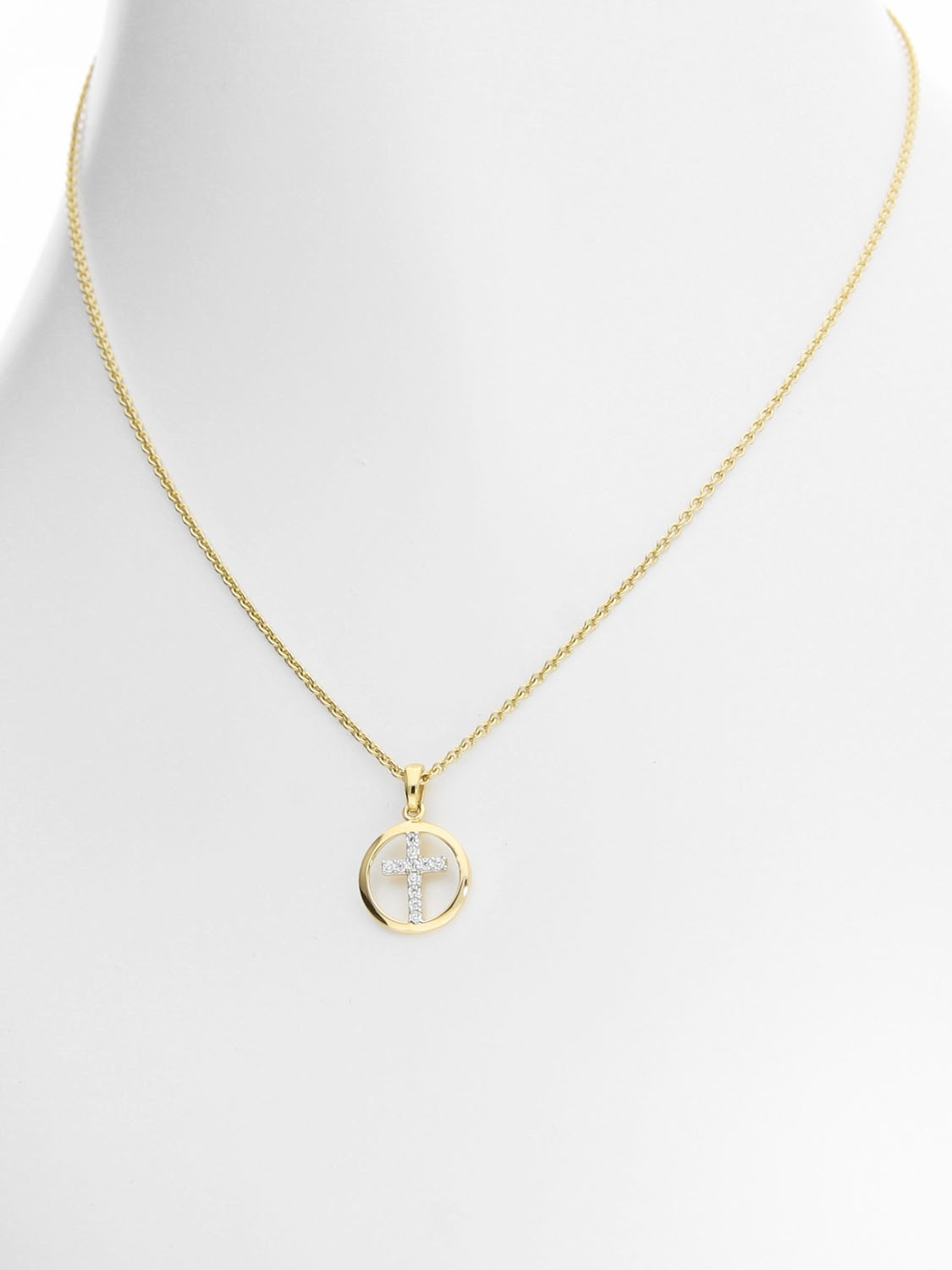 Anhänger aus echtem Gelbgold mit Zirkonia - Dreamy | Büstenansicht