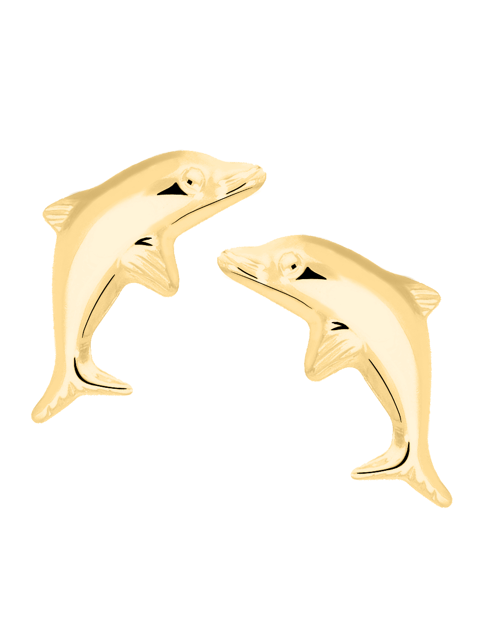 Damenohrringe aus echtem Gelbgold - Dolphin | Produktansicht