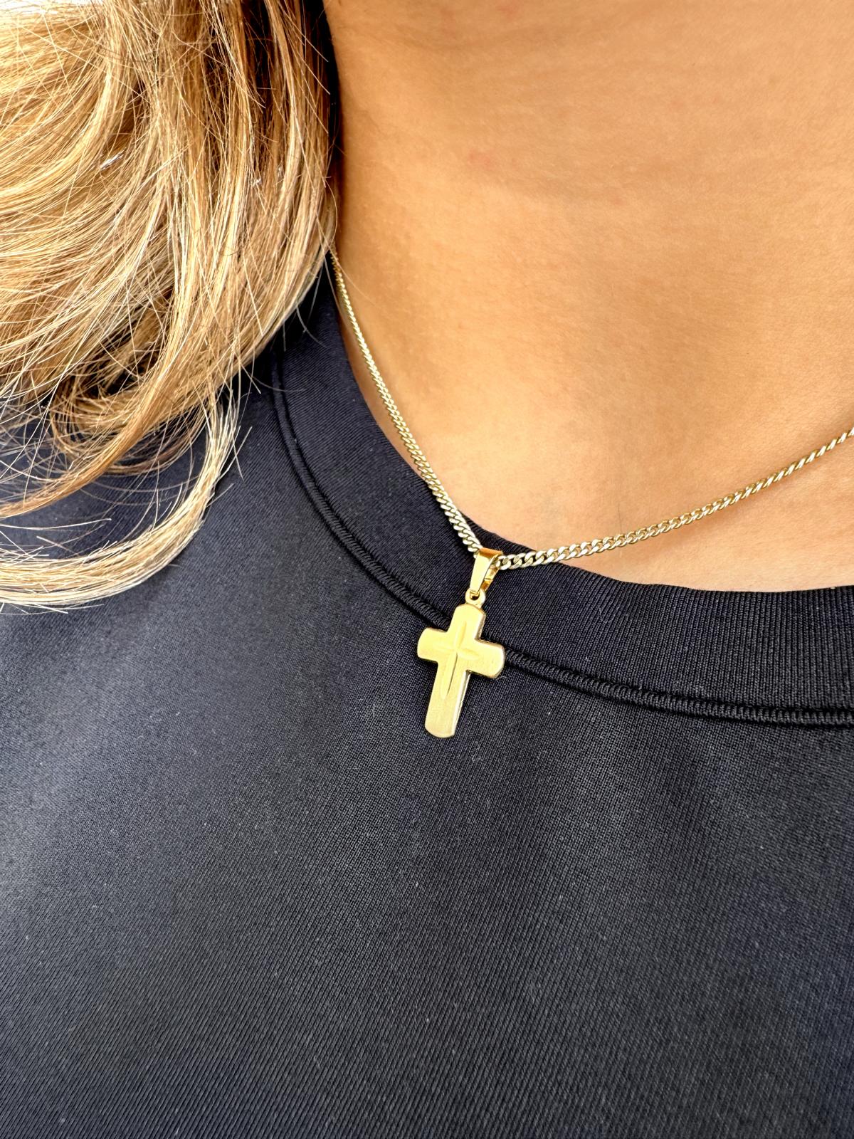 Novelle | Kreuzanhänger aus echtem Gelbgold | Ansicht 2