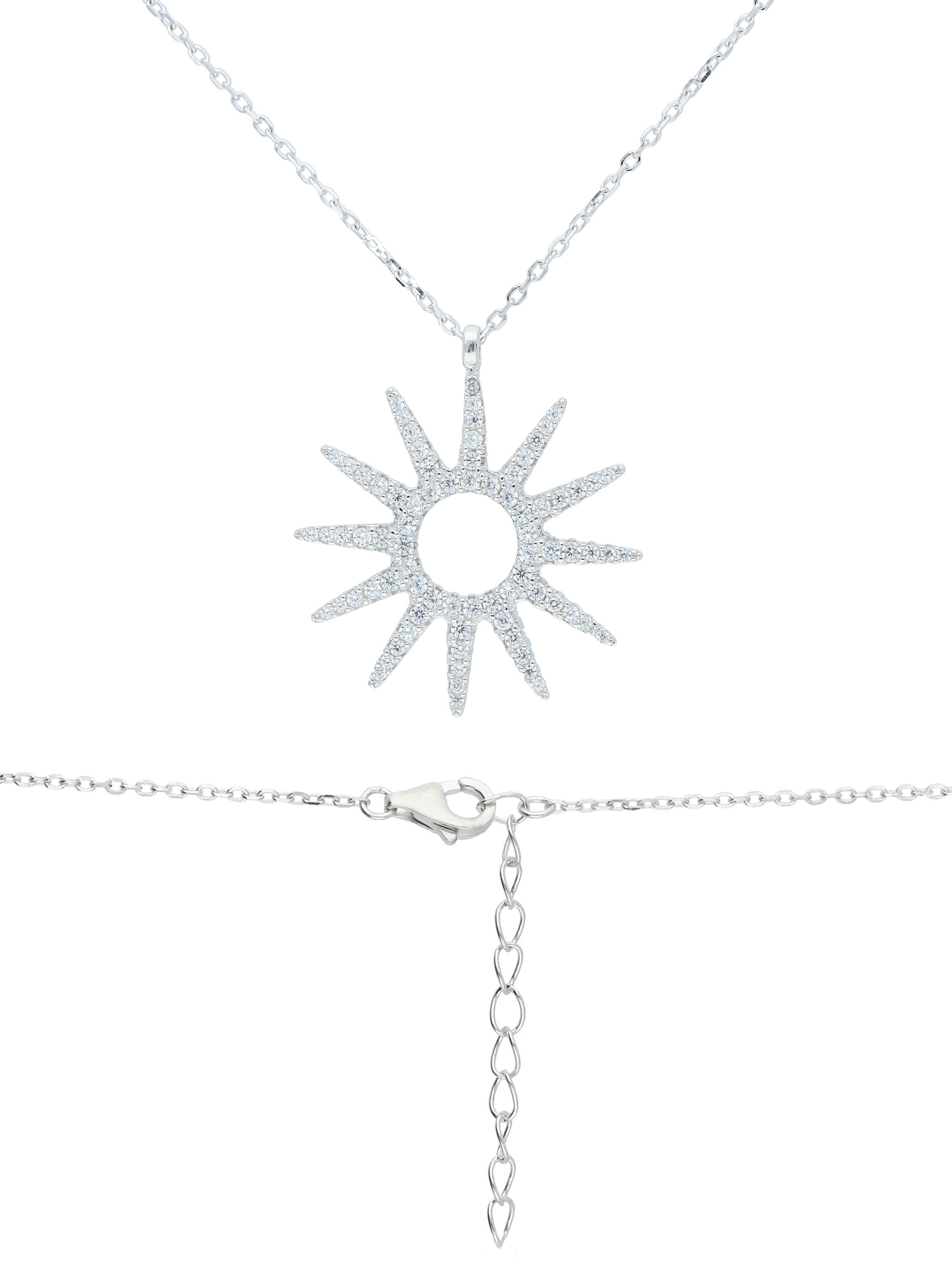 Halskette aus echtem Sterlingsilber mit weißen Zirkonia - Luzzi | Detailansicht
