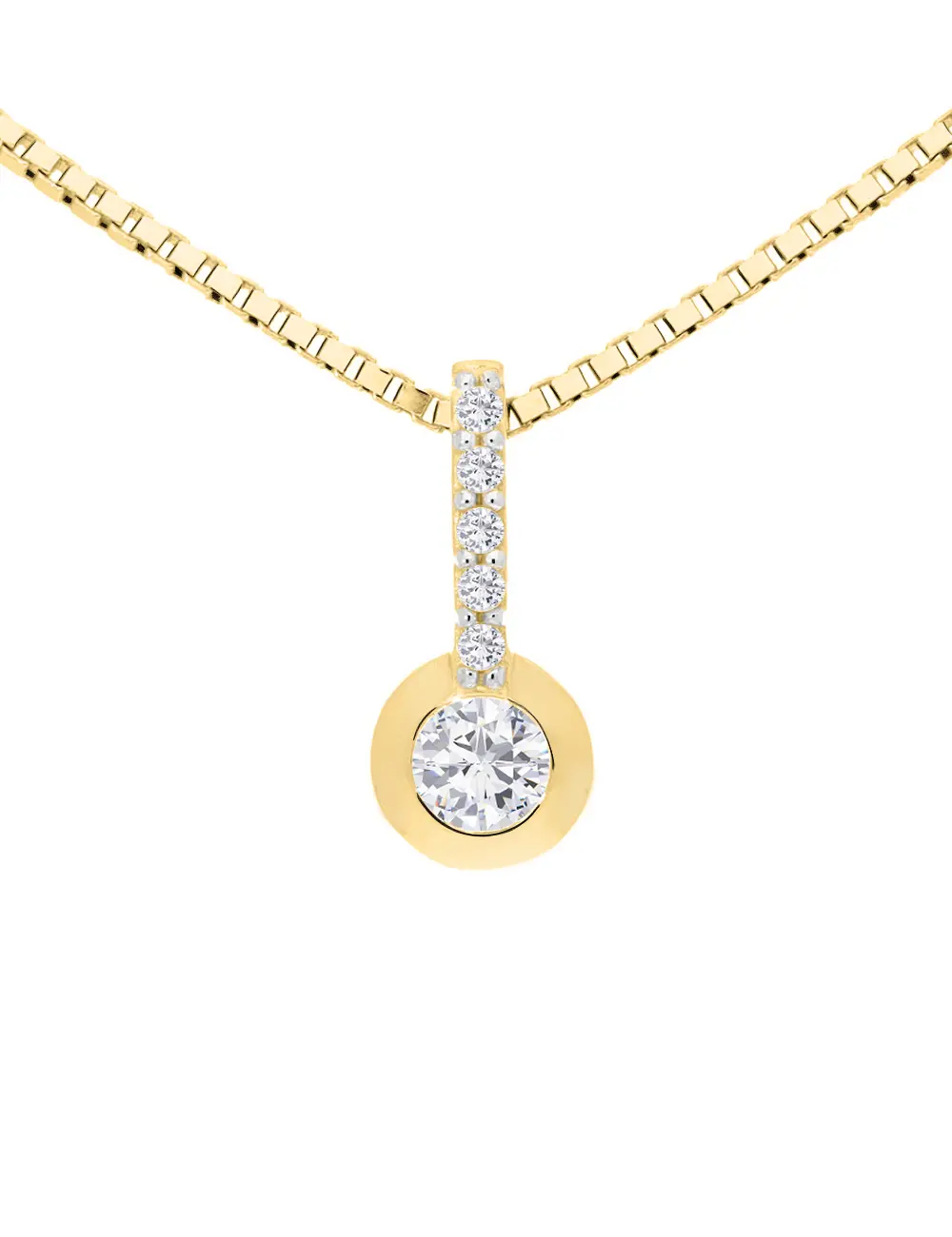 Damenanhänger aus echtem Gelbgold mit Zirkonia - Demi | Detailansicht