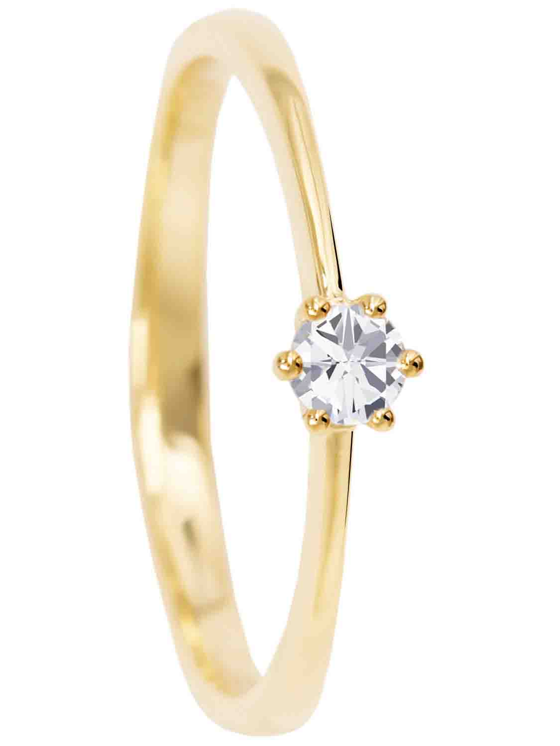 Verlobungsring aus echtem Gelbgold mit Diamant - Golden Love | Seitenansicht