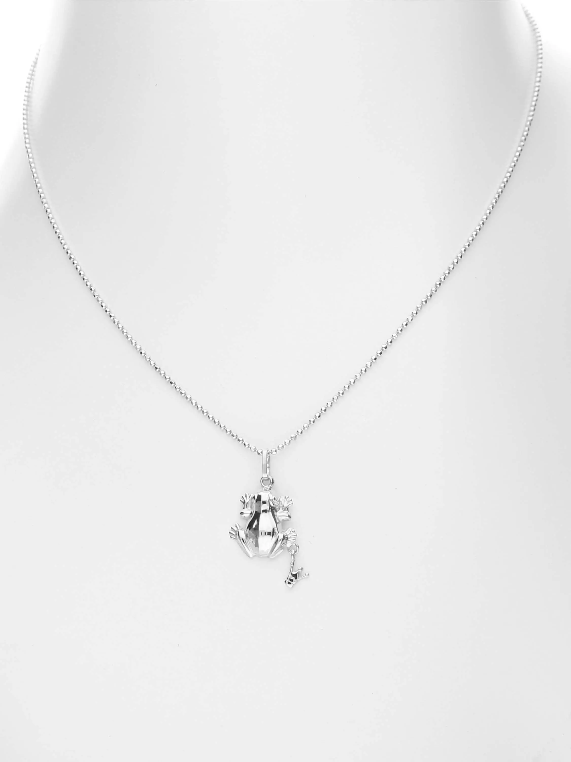 Halskette & Anhänger aus echtem Sterlingsilber - Frog King | Büstenansicht