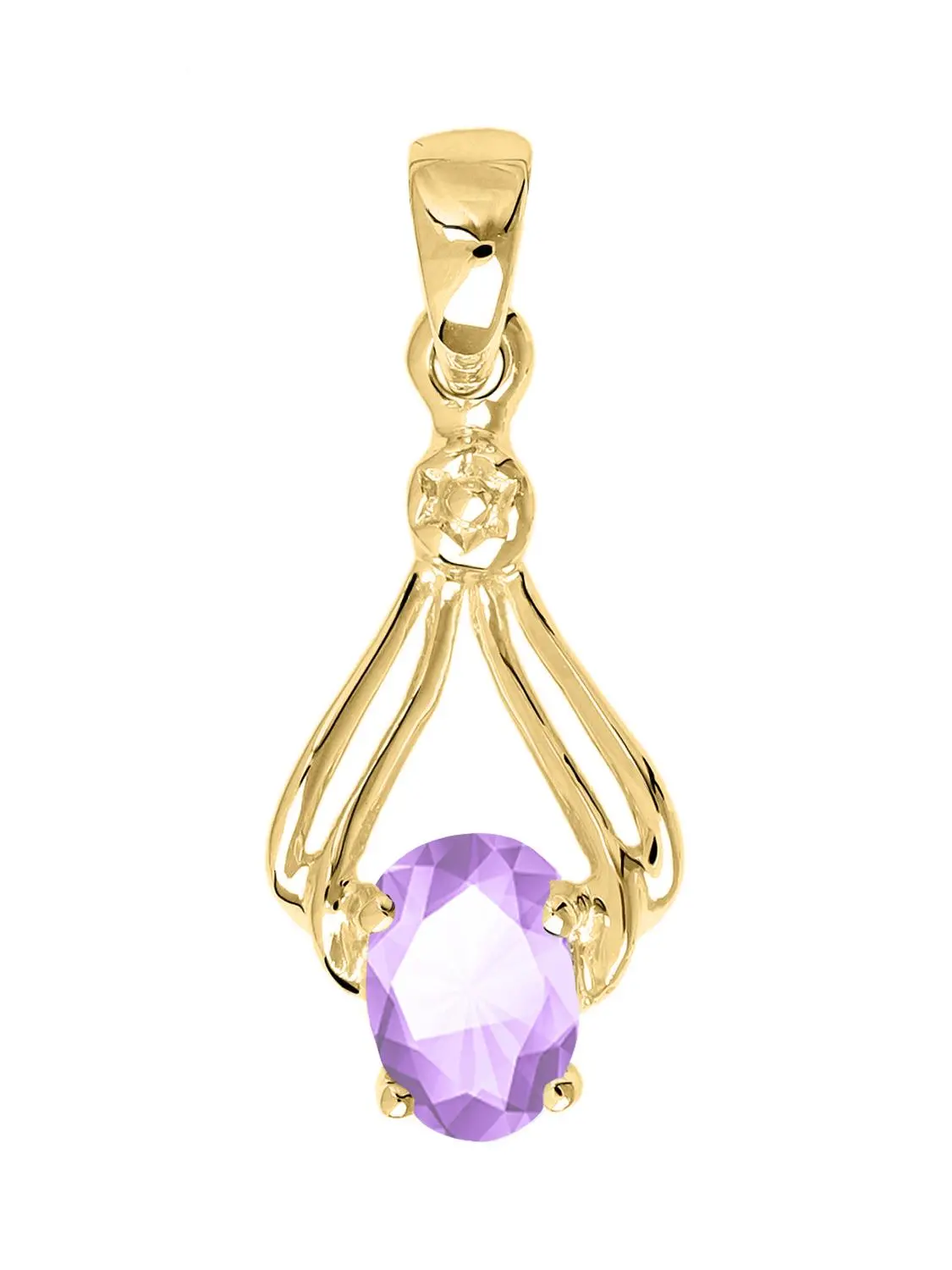 Damenanhänger aus echtem Gelbgold mit Amethyst Edelstein - Our Joy | Produktansicht