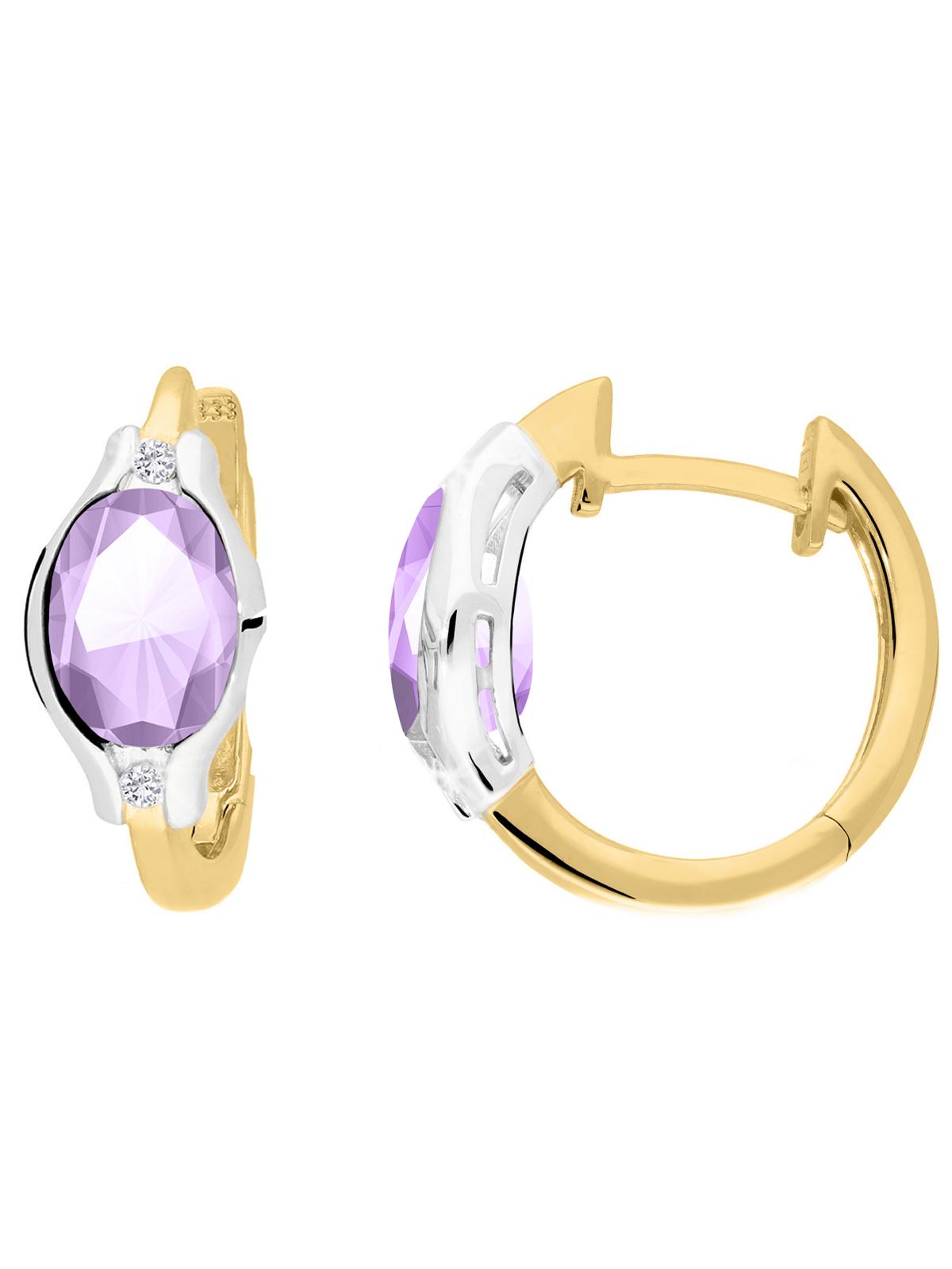 Athene - Damen Ohrringe Gold 375 Amethyst Zirkonia Edelsteinohrringe