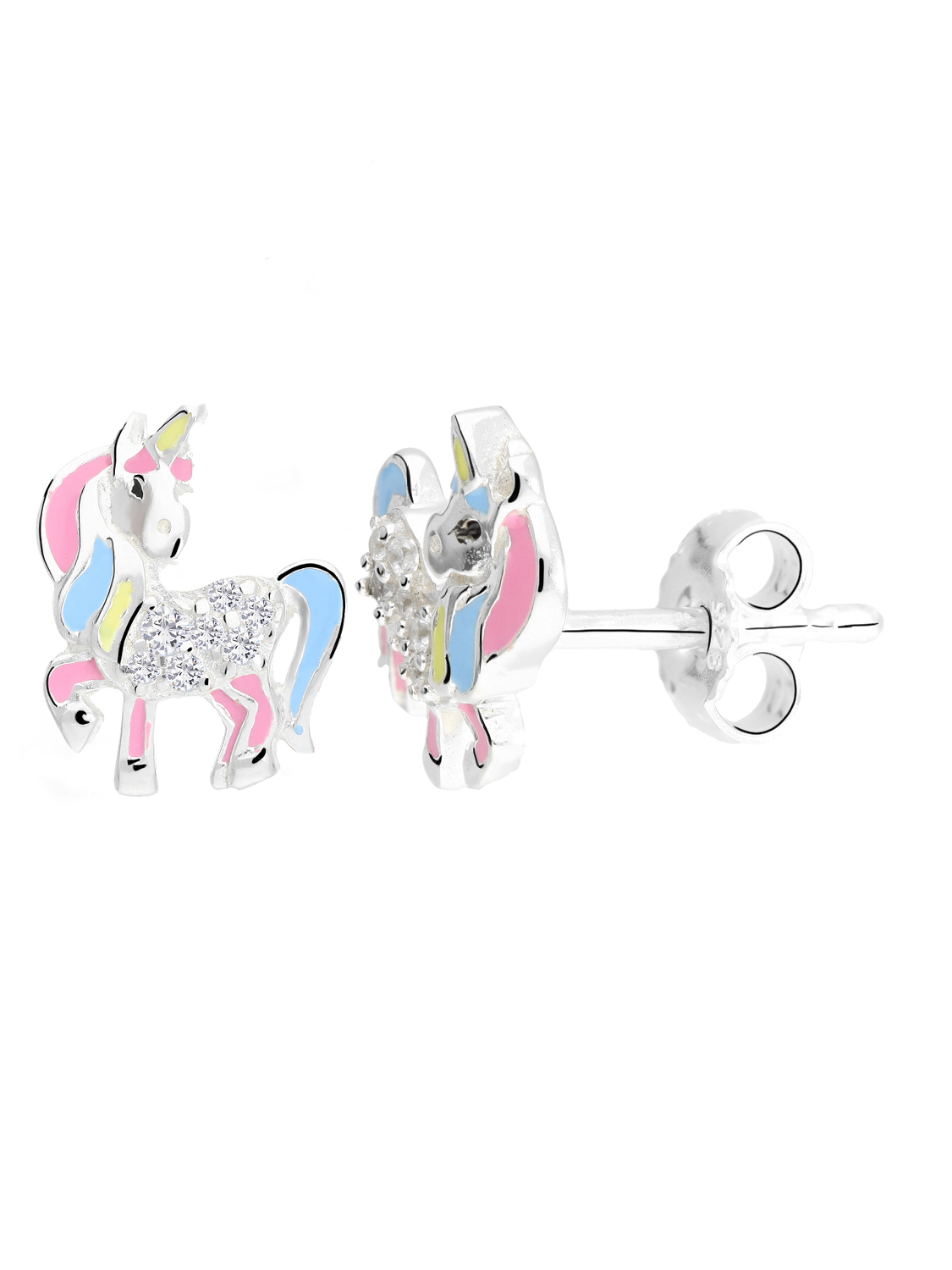 Cindy - Einhorn Ohrstecker für Mädchen 925 Sterling Silber