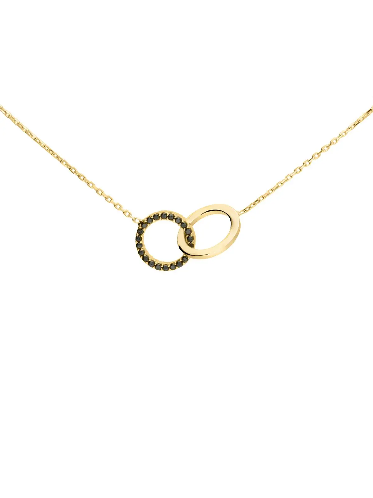 Halskette aus echtem Gelbgold mit schwarzen Zirkonia - Dajana | Detailansicht