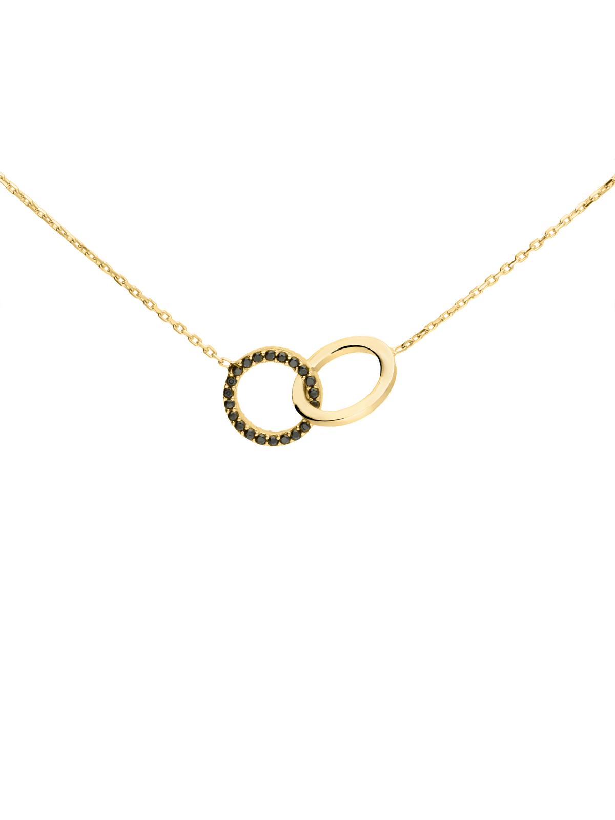 Halskette aus echtem Gelbgold mit schwarzen Zirkonia - Dajana | Detailansicht