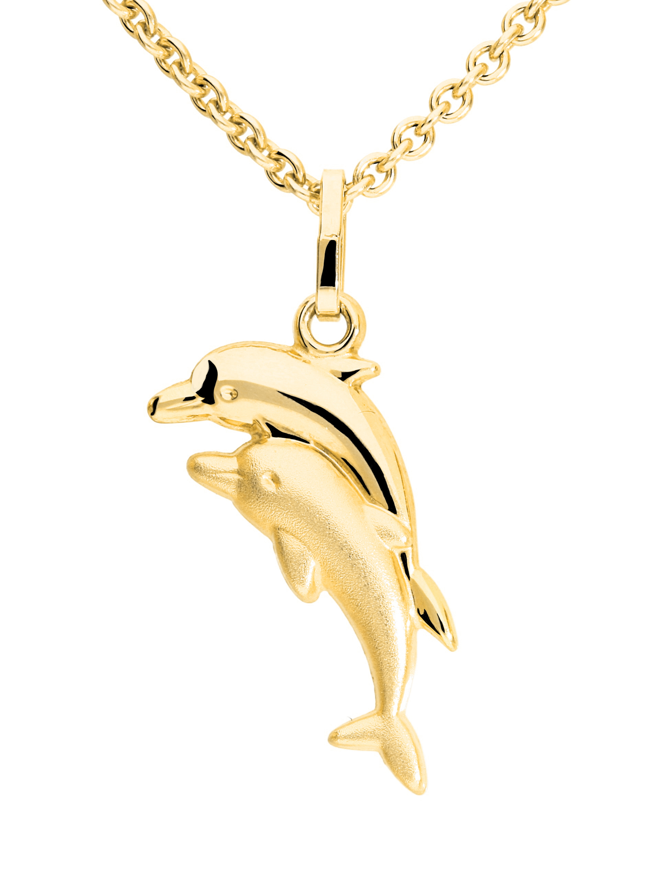 Dolphin Twins - Delfin Motivanhänger 333 Gold