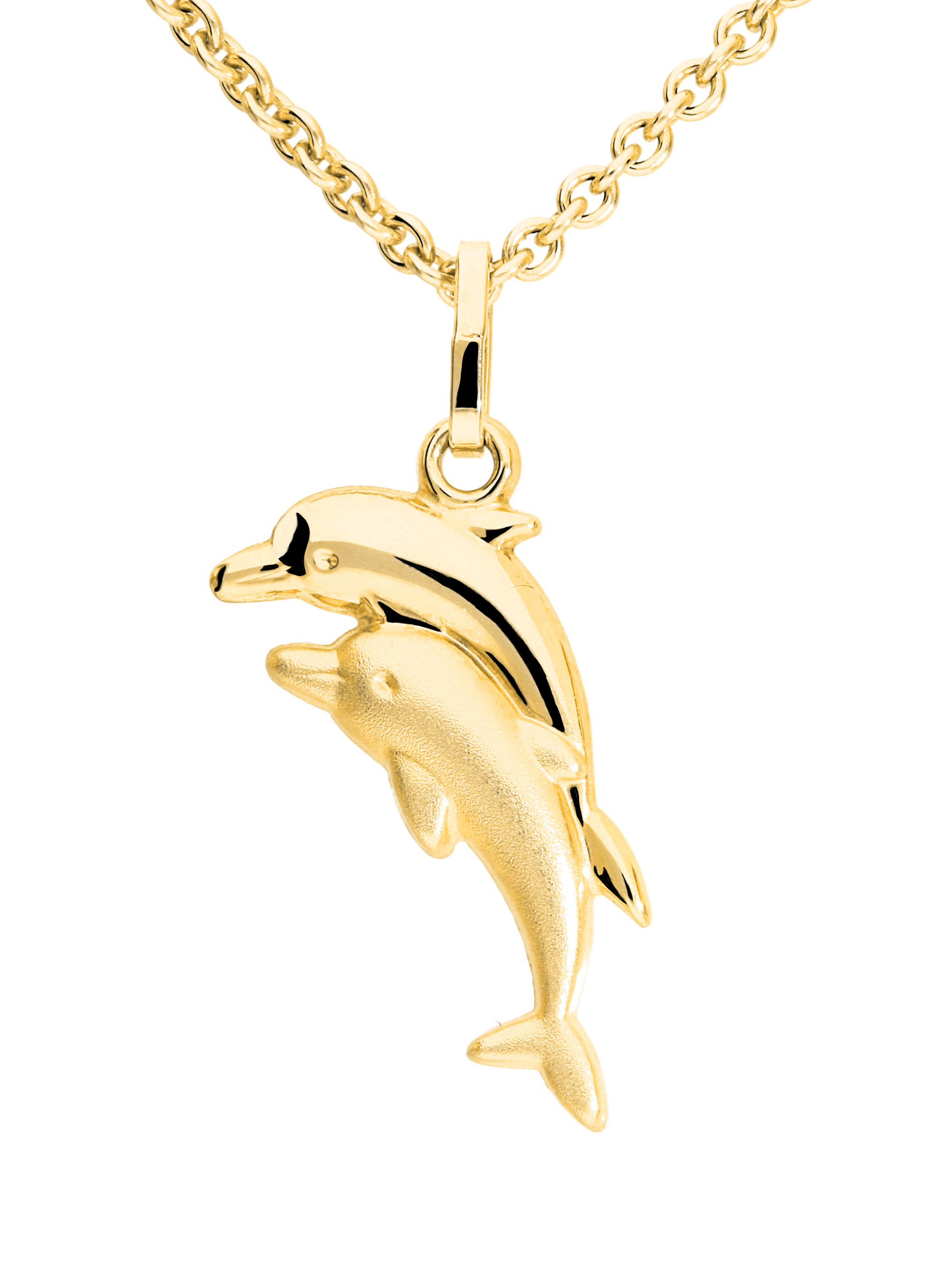 Ohrringe mit Delfin Motiv in echtem 333er Gold kaufen - Dolphin Twins | Kettenanhänger