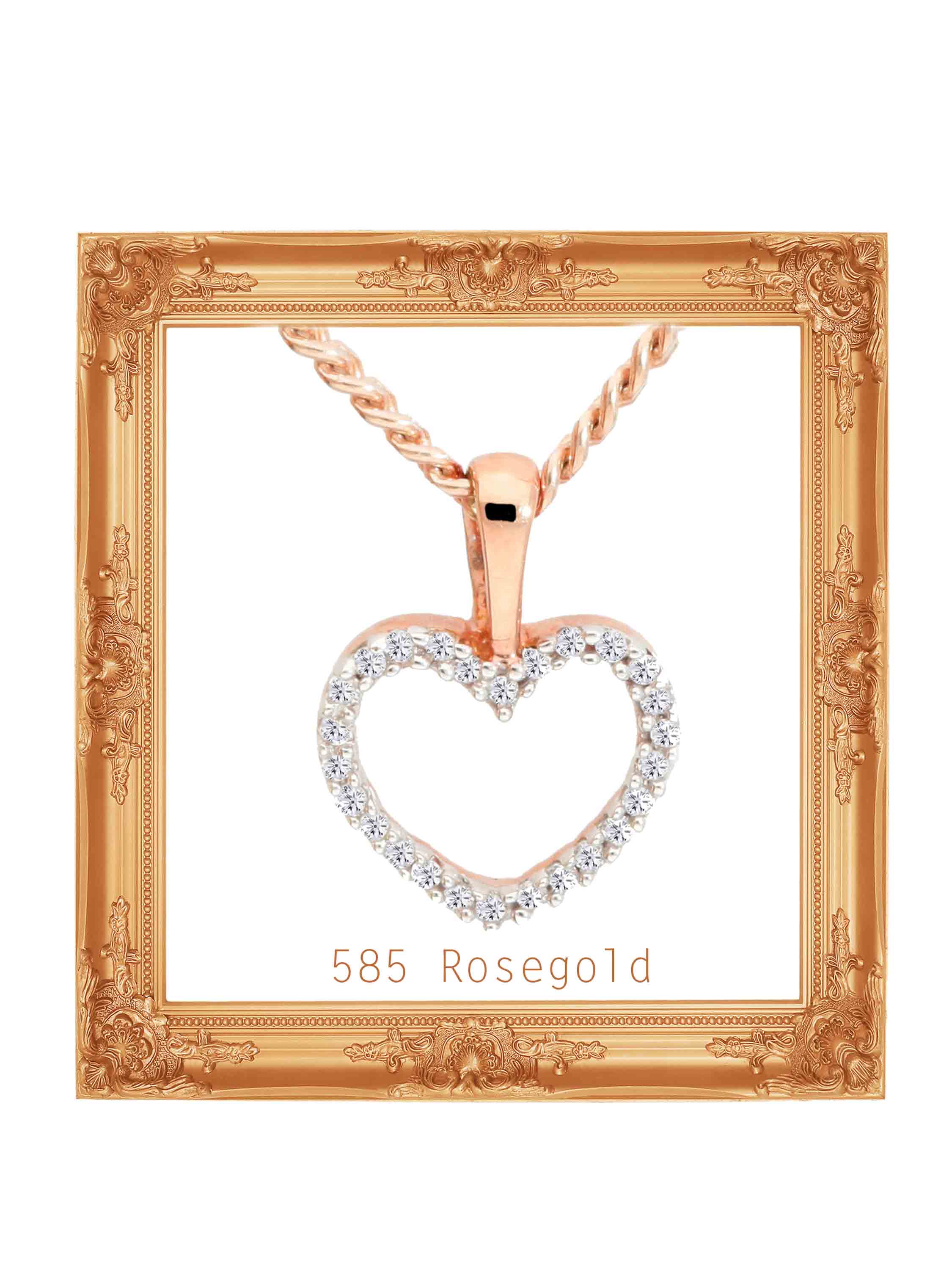 Damenanhänger aus echtem Roségold mit Diamant im Bilderrahmen - Desire | Stilleben
