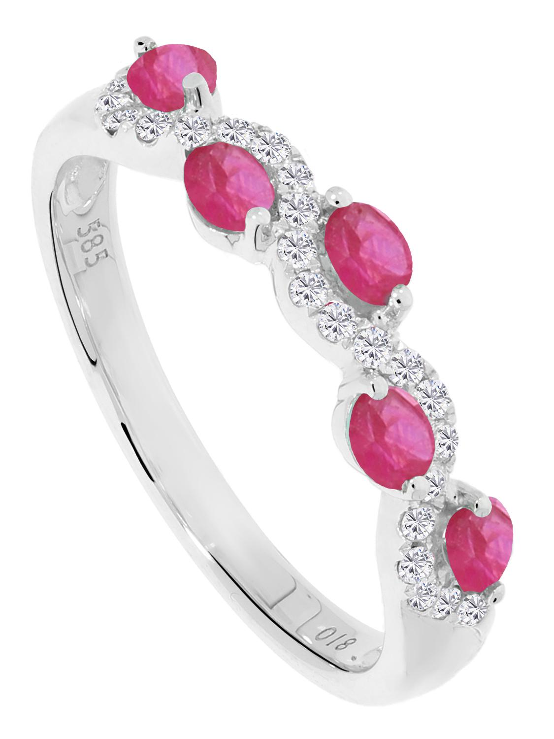 Castania | Ring aus echtem Weißgold - Rubin | Ansicht 1