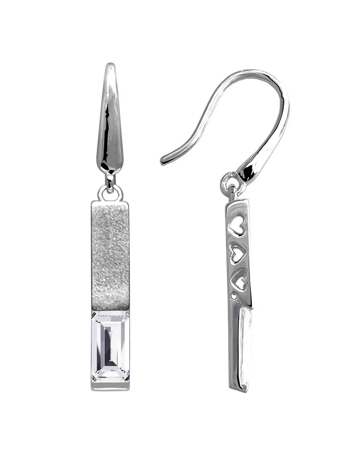 Ohrring für Damen & Mädchen aus echtem Sterlingsilber mit weißen Zirkonia - Barbie | Seitenansicht