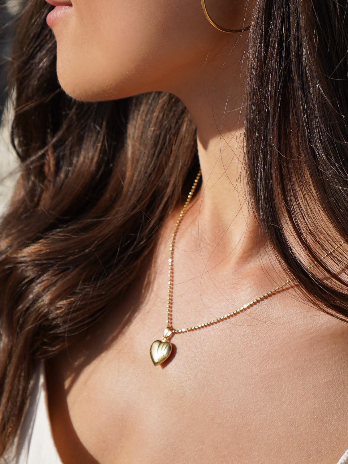 Schmuckset Damen Gold 333 & Silber Herzkette GRAVUR | Anka Set