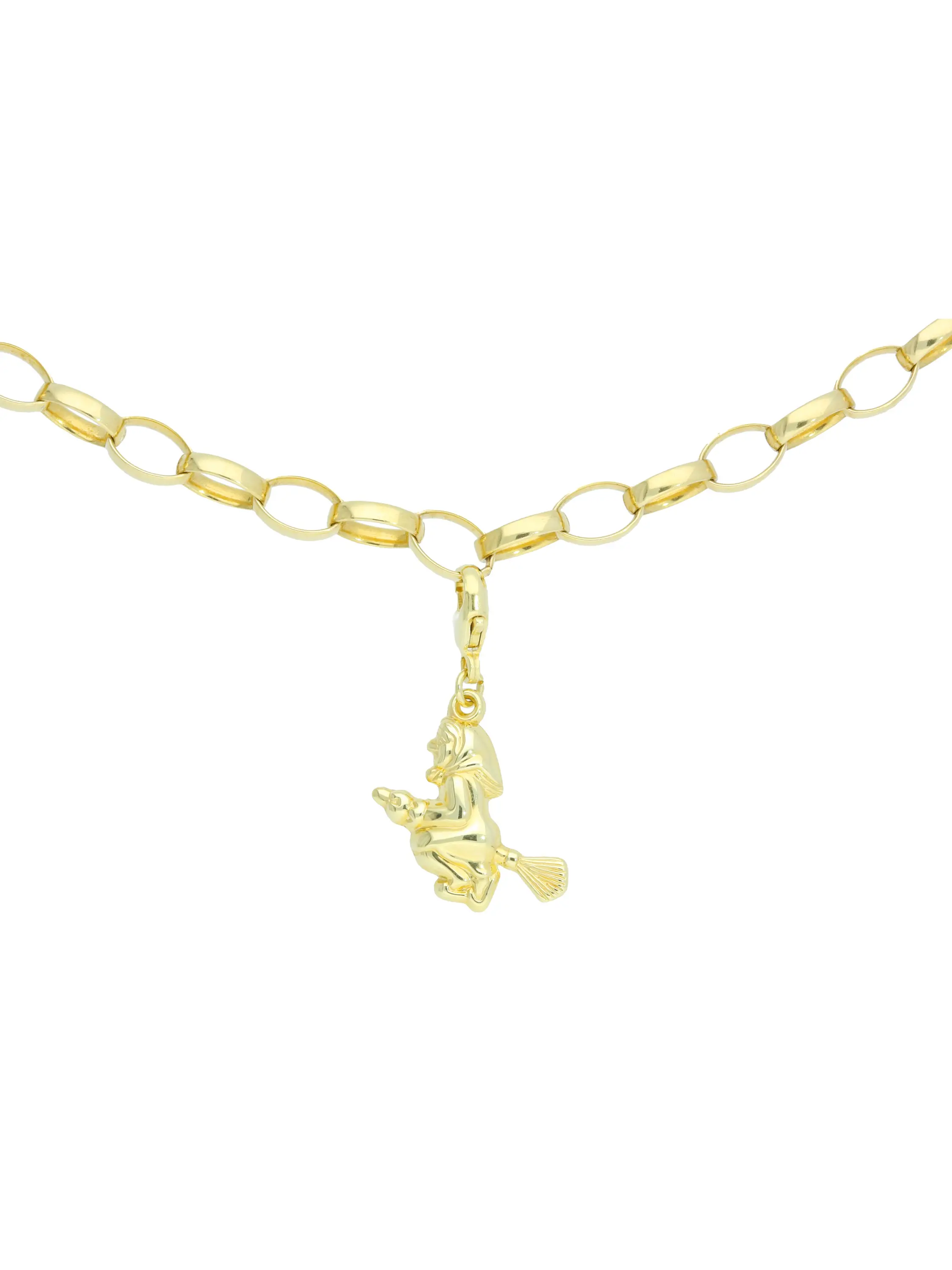 Karabineranhänger aus echtem Gelbgold - Little Witch | Detailansicht