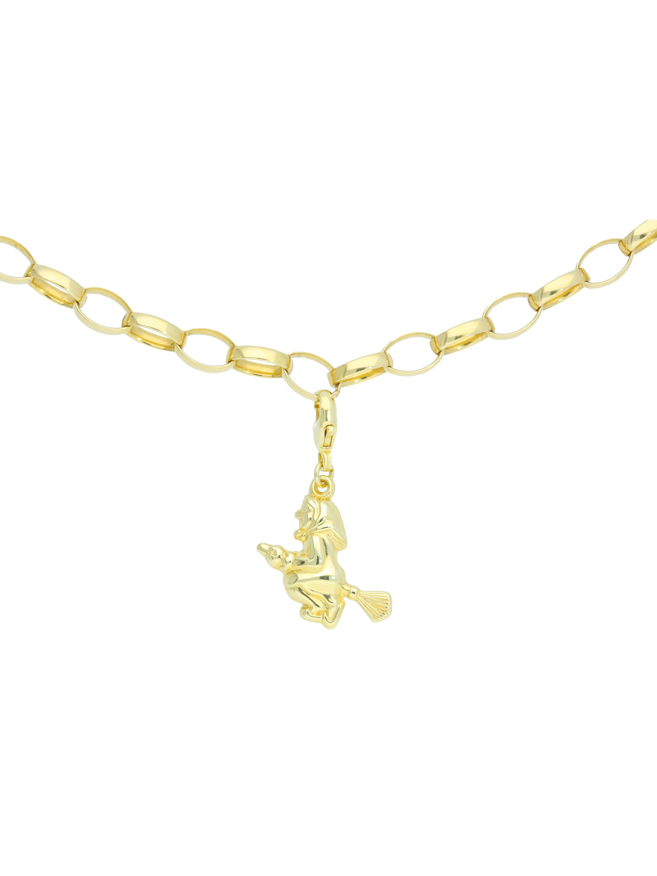 Karabineranhänger aus echtem Gelbgold - Little Witch | Detailansicht