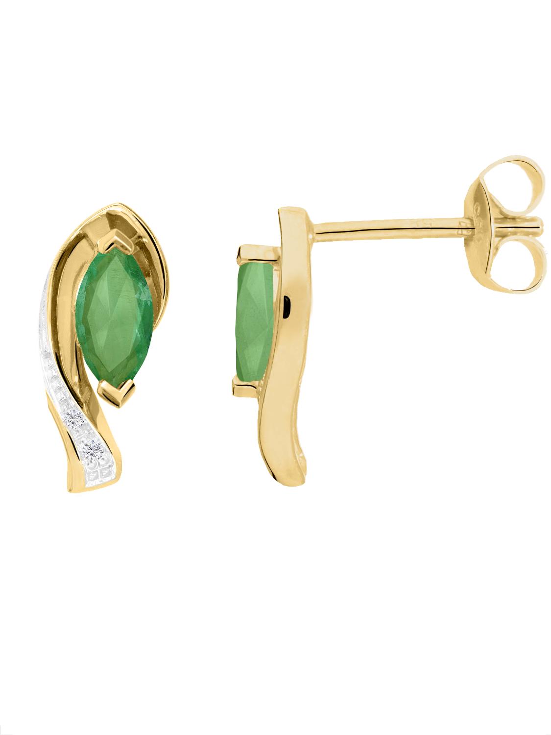 Eunundi | Ohrstecker aus echtem Gelbgold mit Smaragd | Ansicht 5