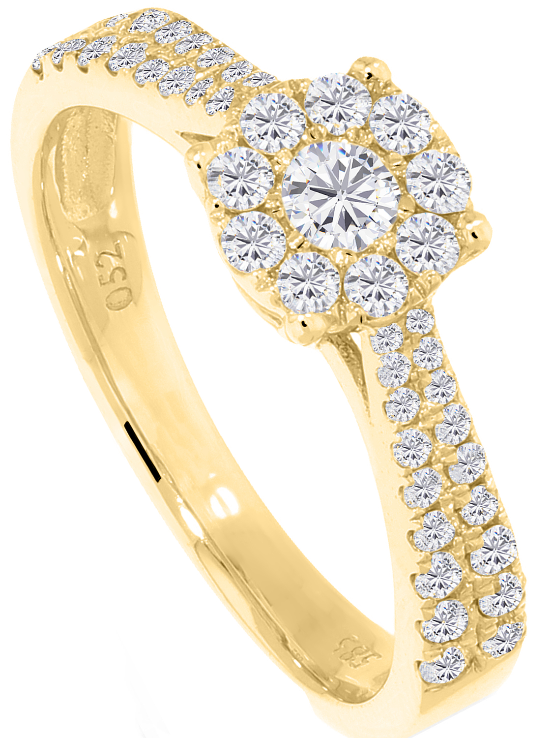 Verlobungsring aus echtem Gelbgold mit Diamant - Irina | Produktansicht