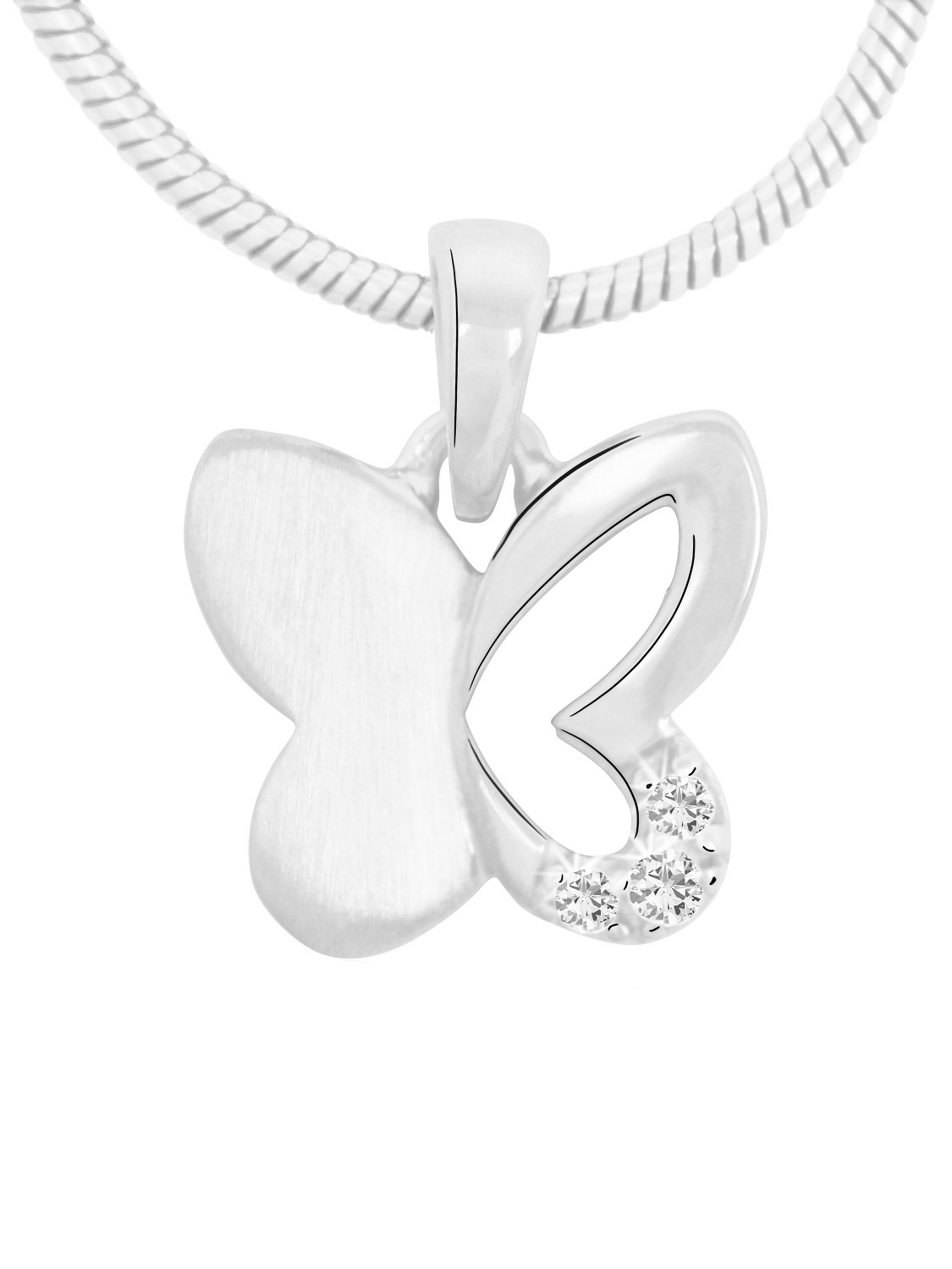 Damenanhänger für Mädchen aus echtem Sterlingsilber mit Zirkonia - Sweet Butterfly | Detailansicht