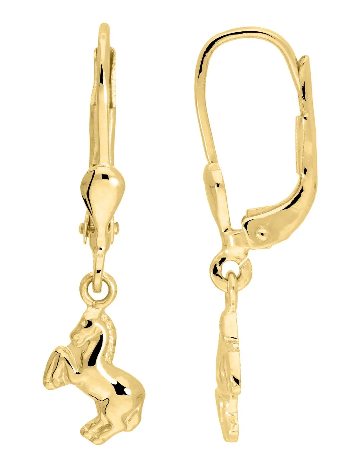 Damenohrringe für Mädchen aus echtem Gelbgold - Layla | Seitenansicht