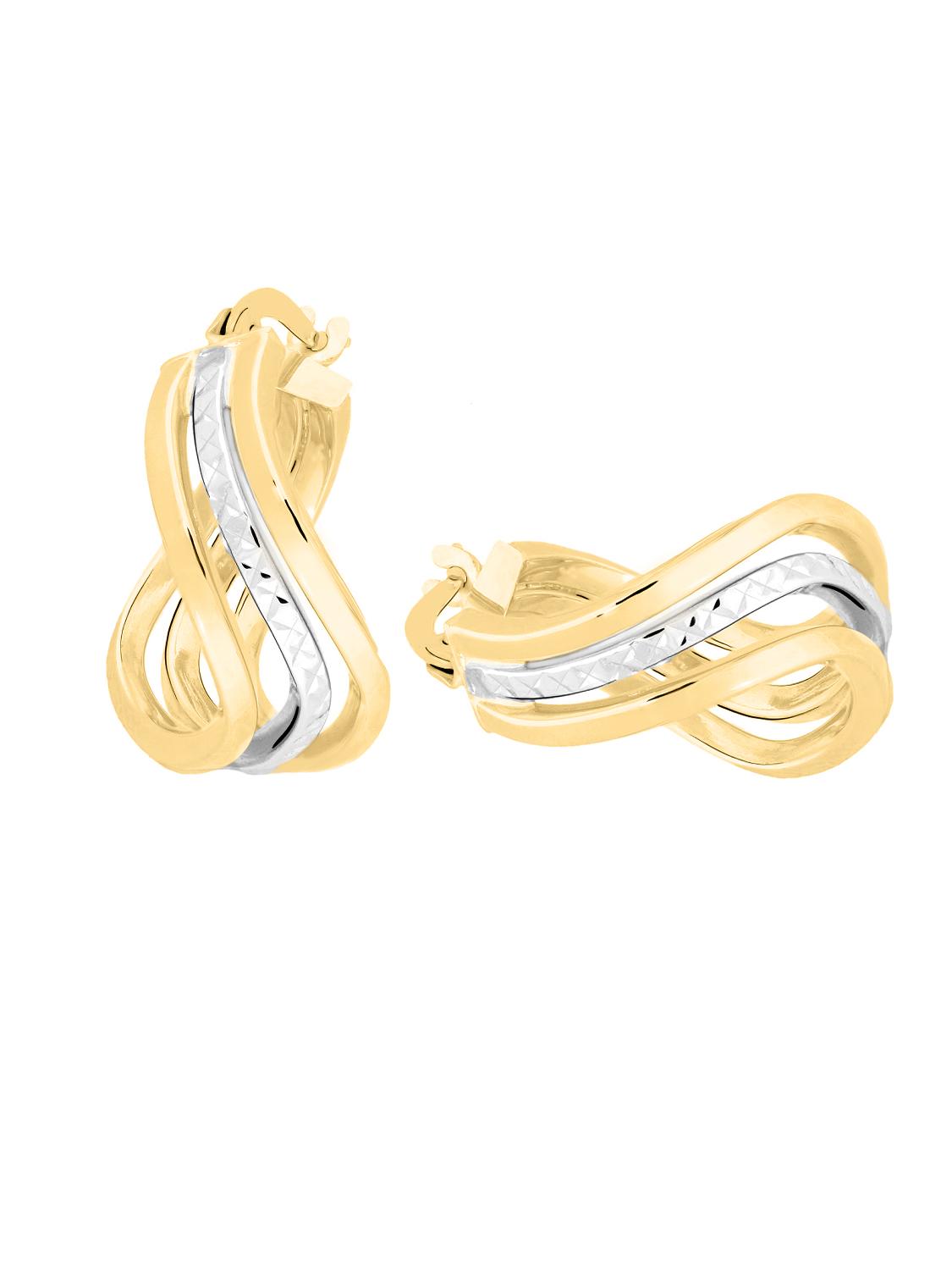 Damenohrringe aus echtem Gelbgold & Weißgold mit Diamantierung - Isadora | Detailansicht