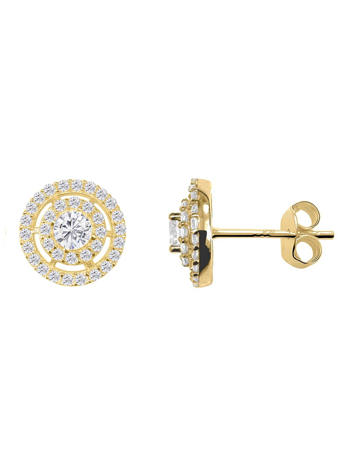 Damenohrringe aus echtem Gelbgold mit Zirkonia - Heather | Seitenansicht