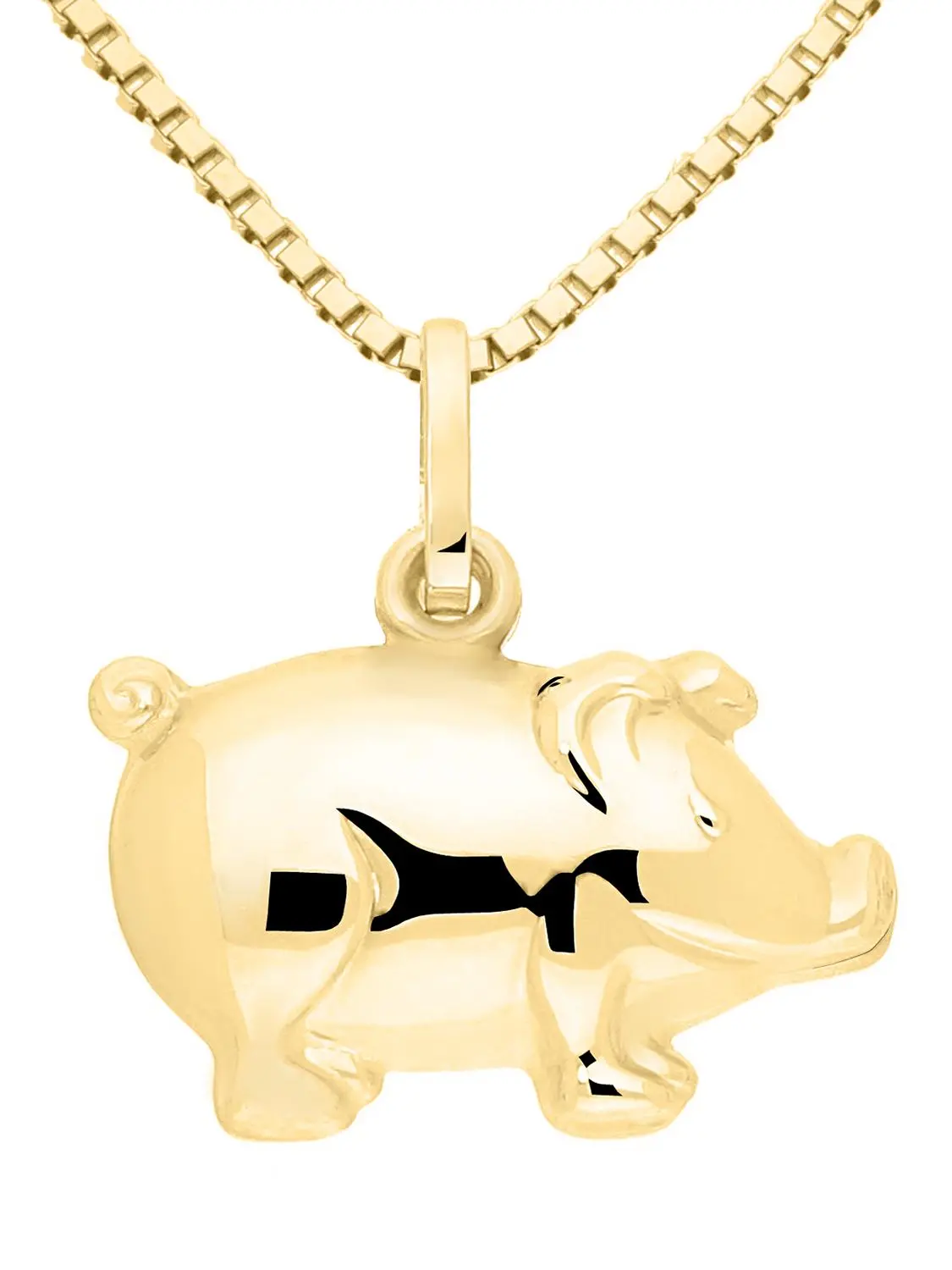 Piggy | 3D Motivanhänger aus echtem Gelbgold | Ansicht 5