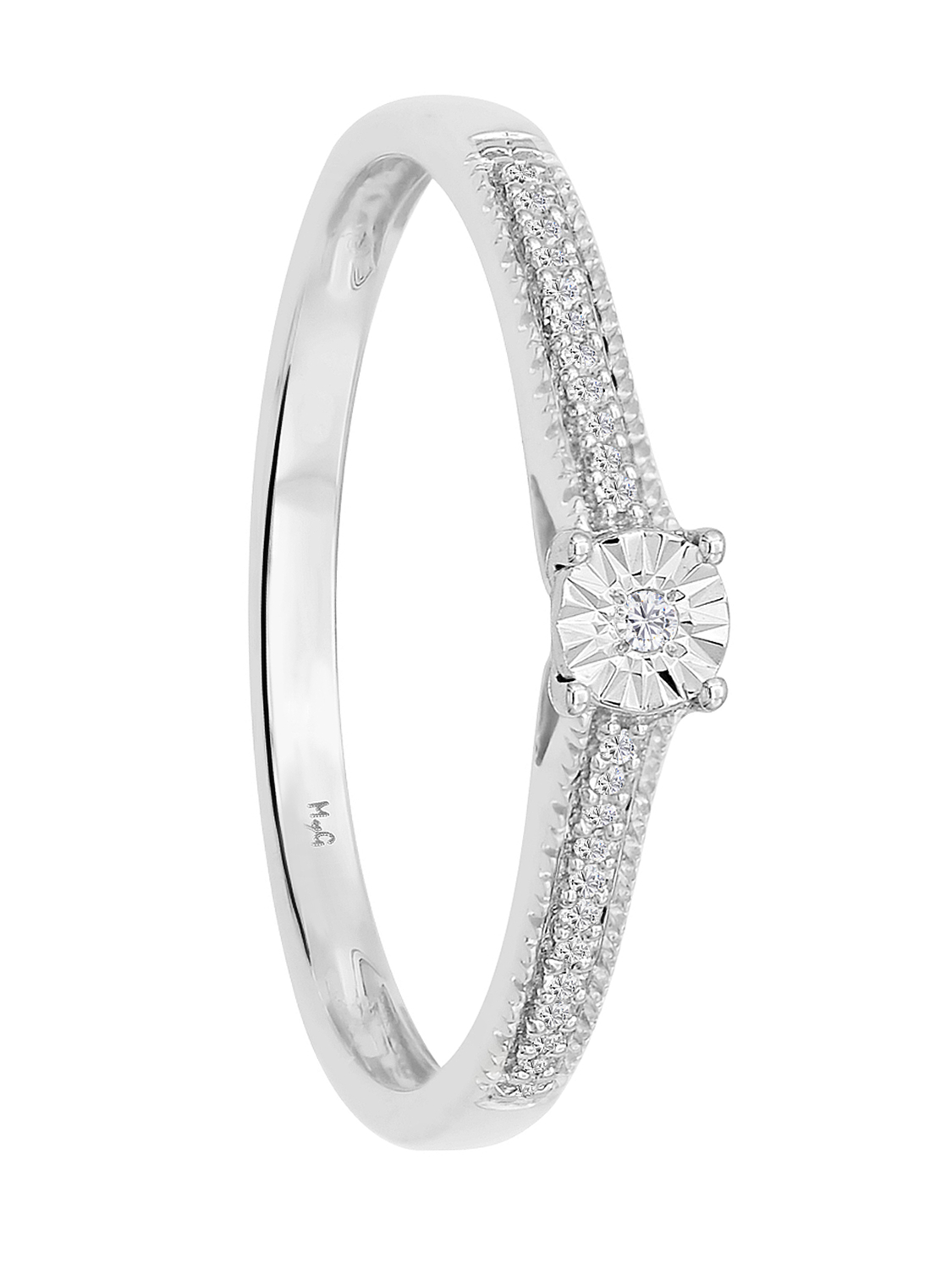 Verlobungsring aus echtem Weißgold mit Diamant - Merry Joy | Detailansicht