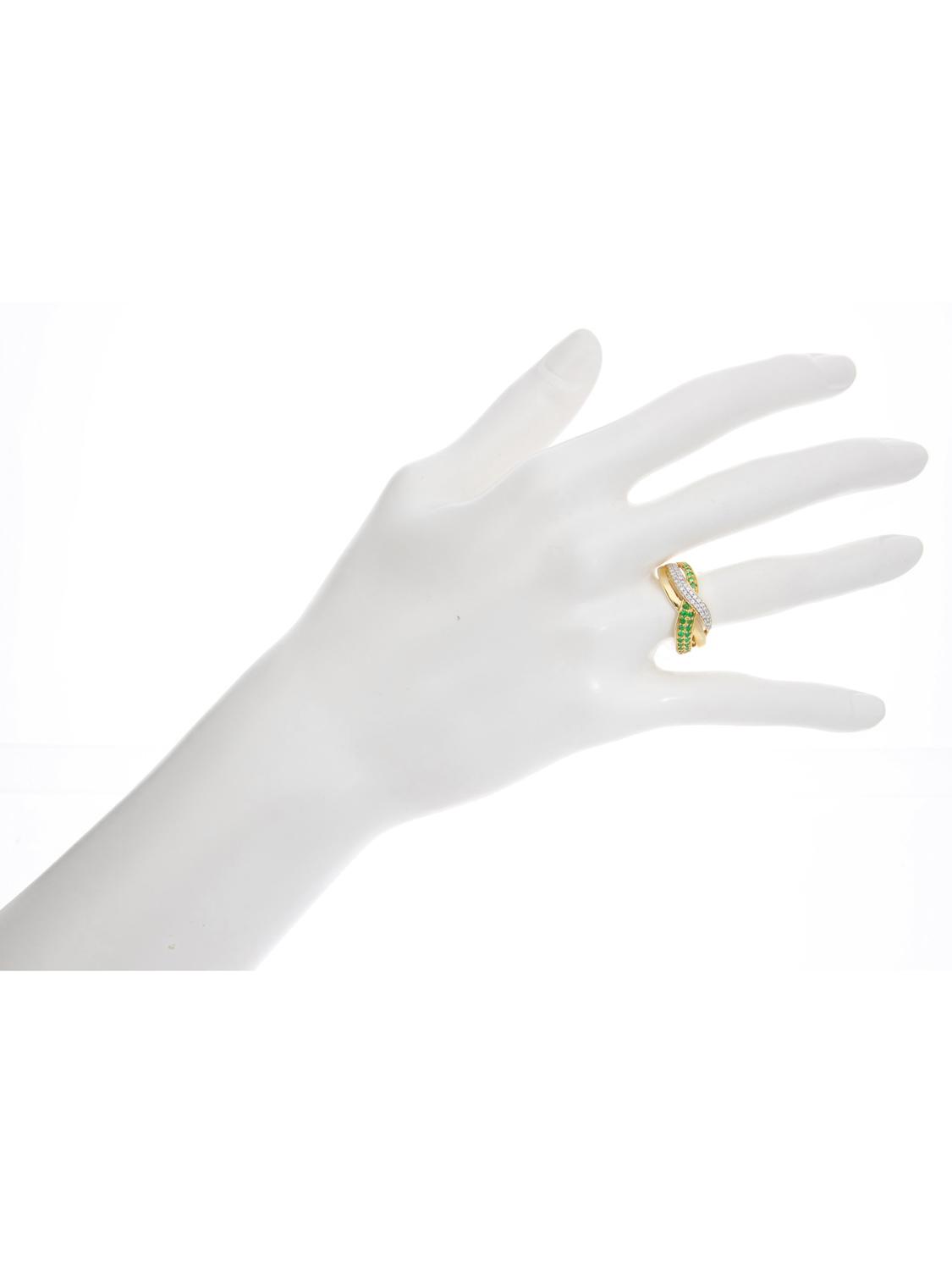 Damenring aus echtem Gelbgold mit Smaragd Edelsteinen - Jacotte | Büstenansicht