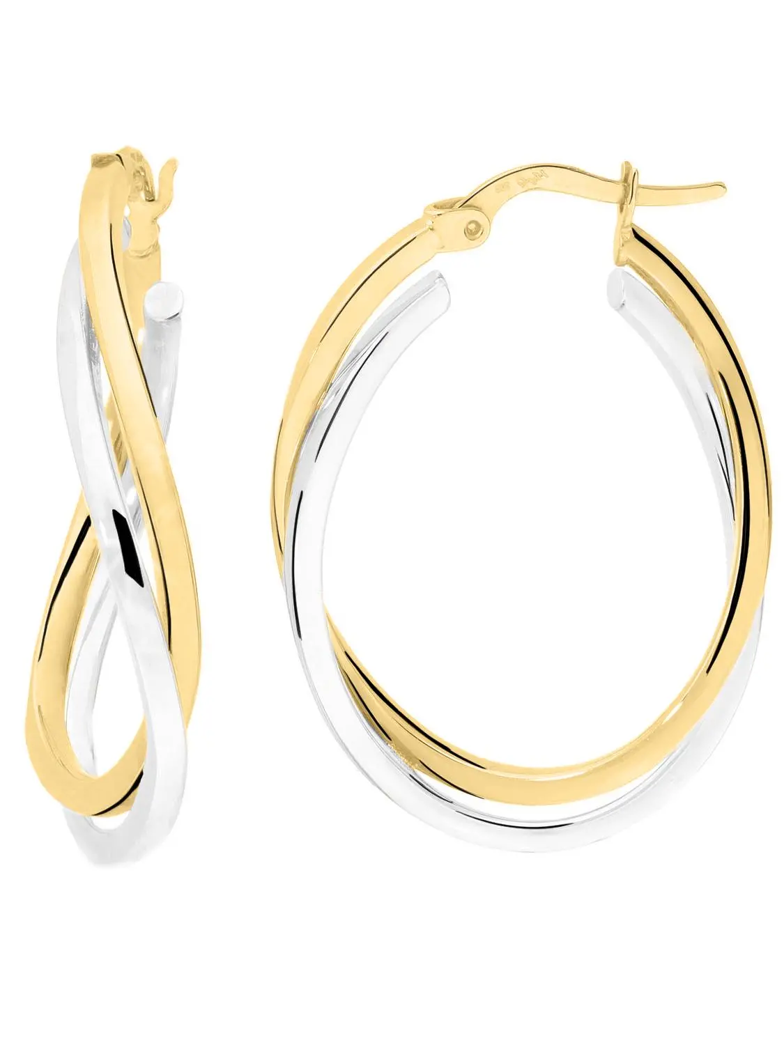 Damencreolen aus echtem Gelbgold & Weißgold - Isabella | Detailansicht Damencreolen aus echtem Gelbgold & Weißgold - Isabella | Detailansicht