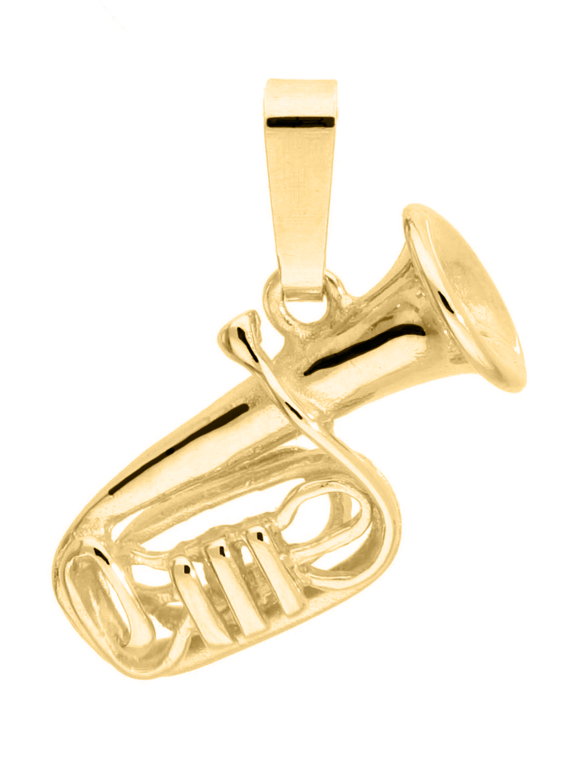 Anhänger für Herren aus echtem Gelbgold (Motiv Tuba) - Instrument | Produktansicht