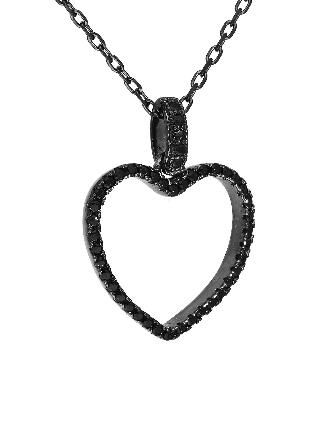 Yasmin - Zirkonia Herz Kette mit Anhänger 925 Silber - Oxidiert