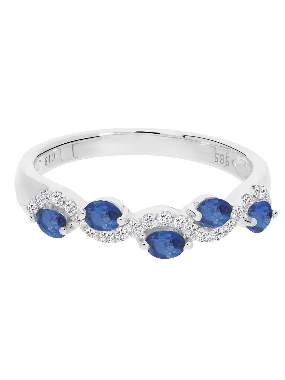 Castania | Ring aus echtem Weißgold - Saphir | Ansicht 5