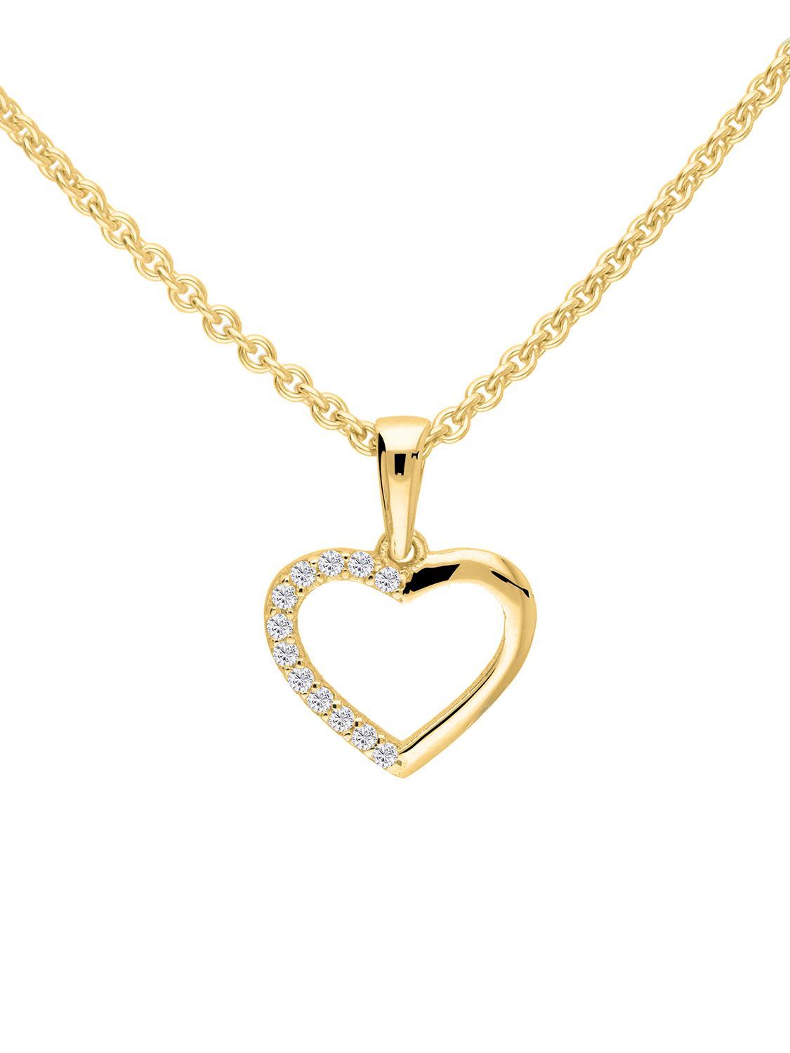 Sarah - Damen & Mädchen Herzanhänger Gold 750 mit Zirkonia