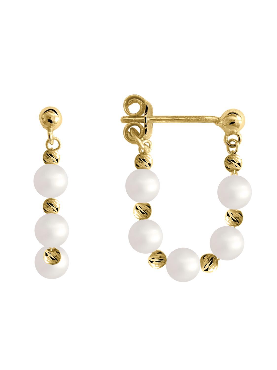 Yurika - Damen Perlenohrringe Gold 333 (8 Karat) hängend