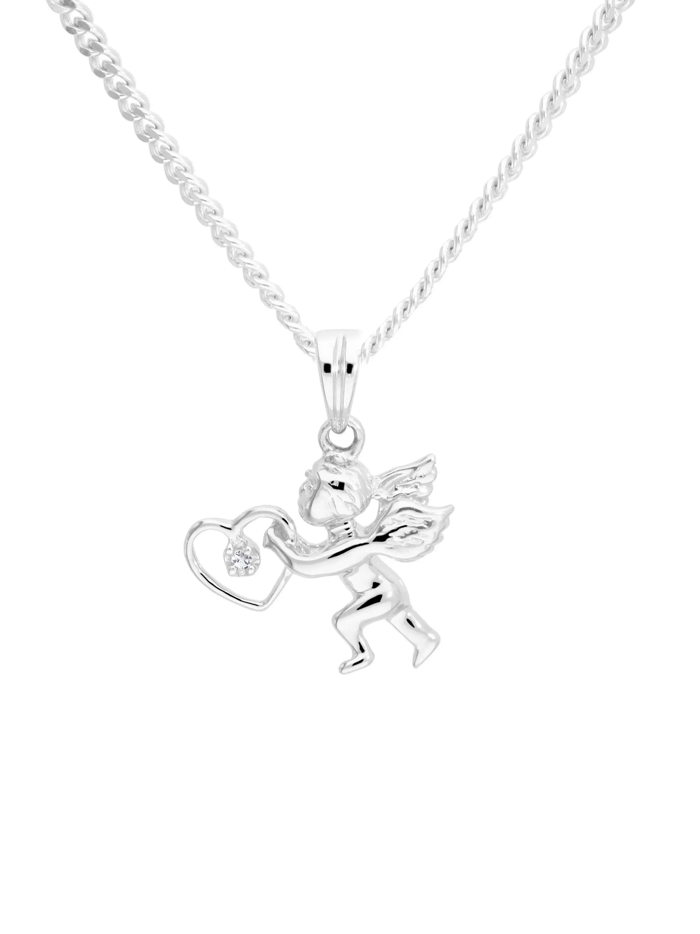Damenanhänger aus echtem Weißgold mit Zirkonia - Amor | Detailansicht